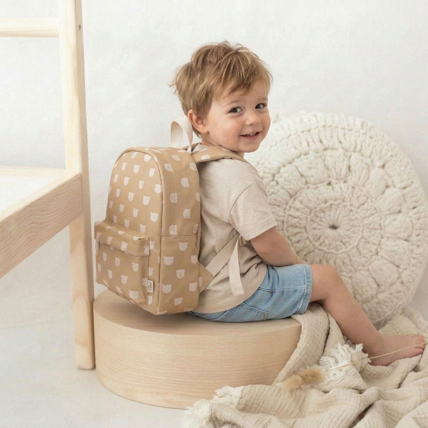 JOLLEIN Kinder Rucksack Bär Print personalisierbar - wunderwunsch