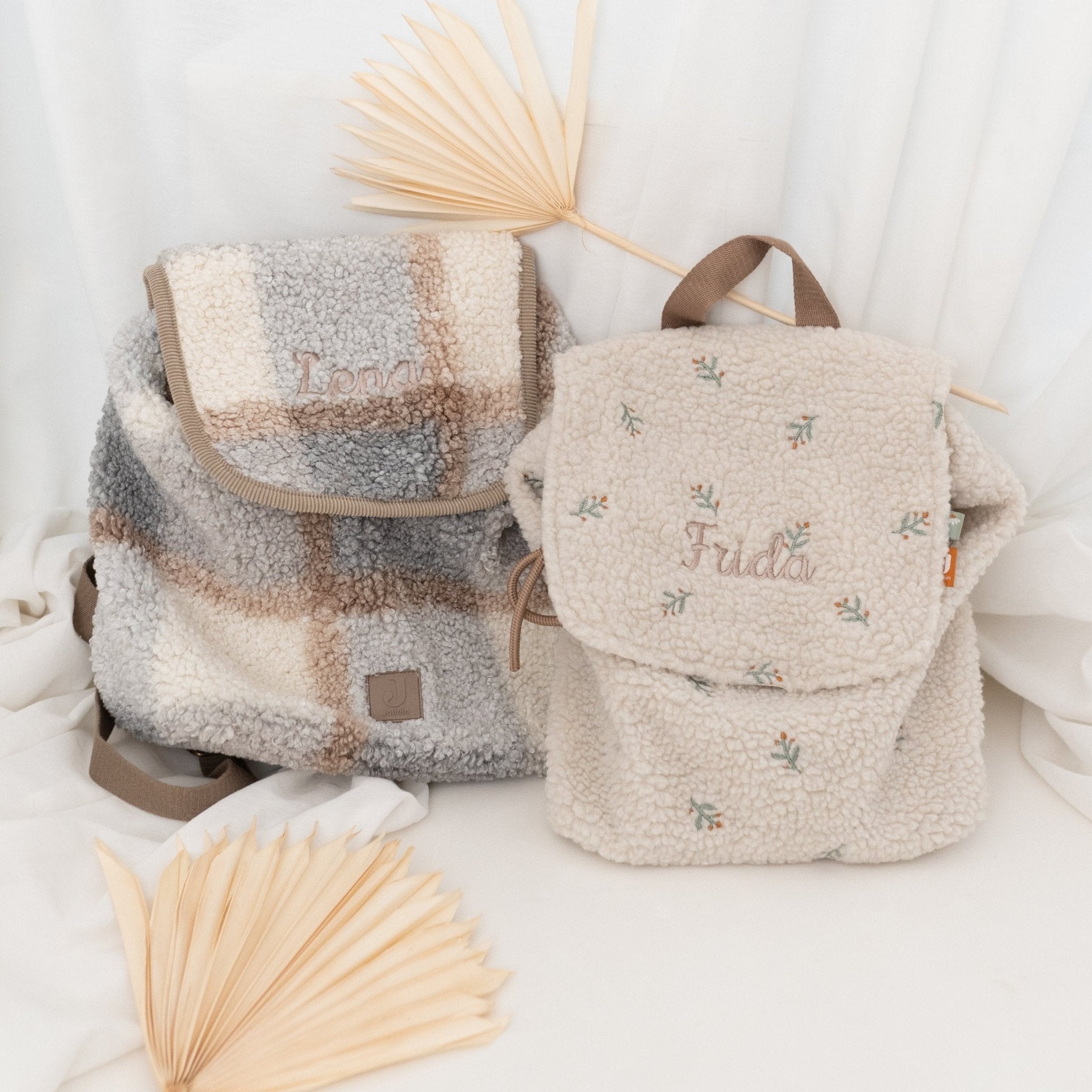 JOLLEIN Kinder Tagesrucksack personalisiert - Zweige oder Kariert - wunderwunsch