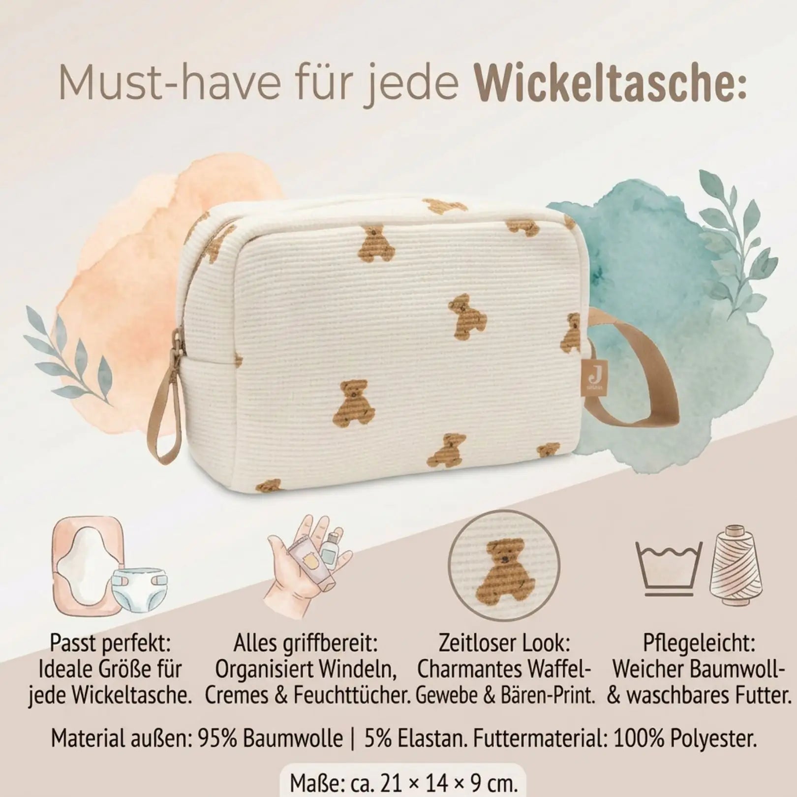 JOLLEIN Kulturtasche Bär Print personalisierbar - wunderwunsch