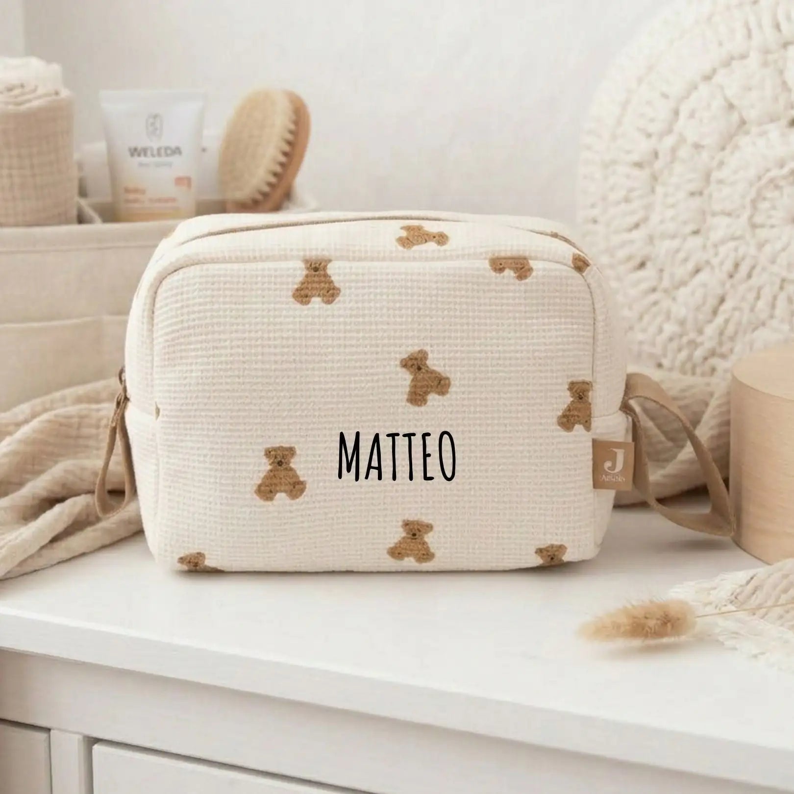 JOLLEIN Kulturtasche Bär Print personalisierbar - wunderwunsch