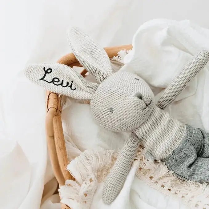 JOLLEIN Kuscheltier Hase Strick personalisiert - wunderwunsch