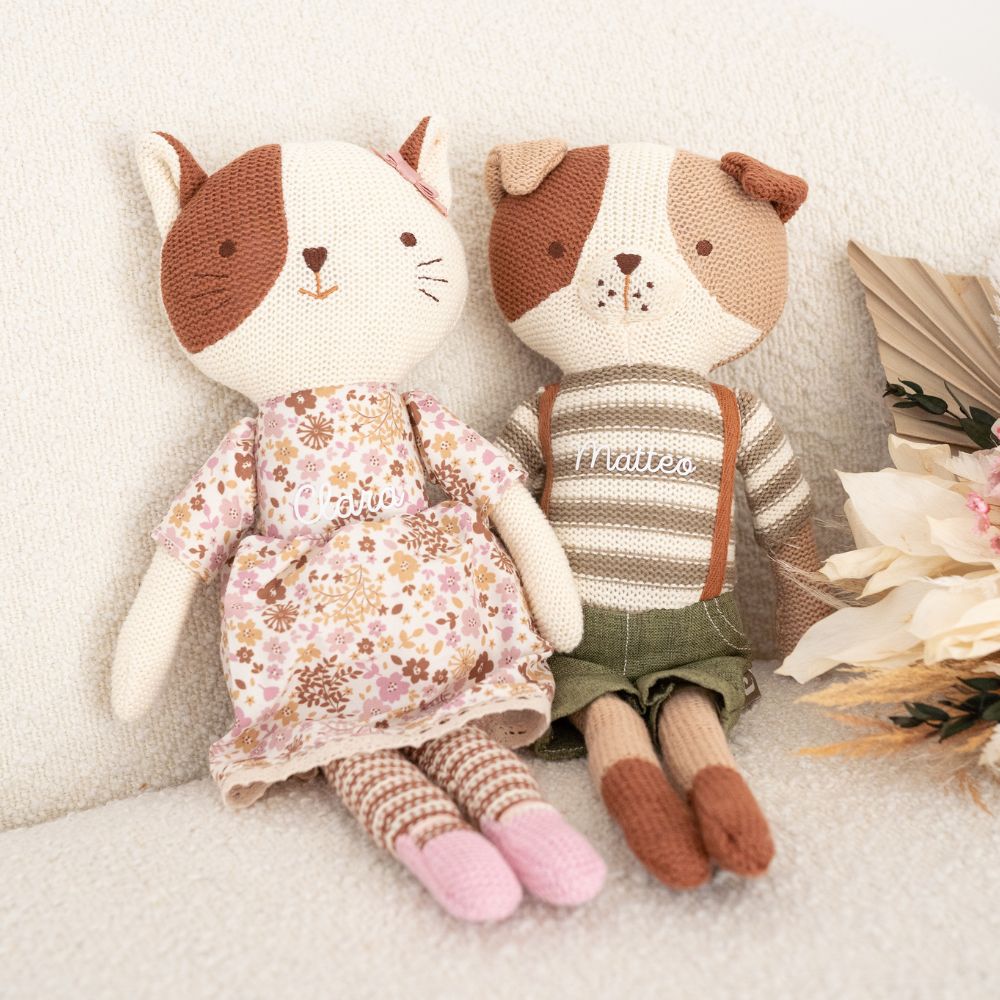 JOLLEIN Kuscheltier Hund oder Katze personalisierbar - wunderwunsch