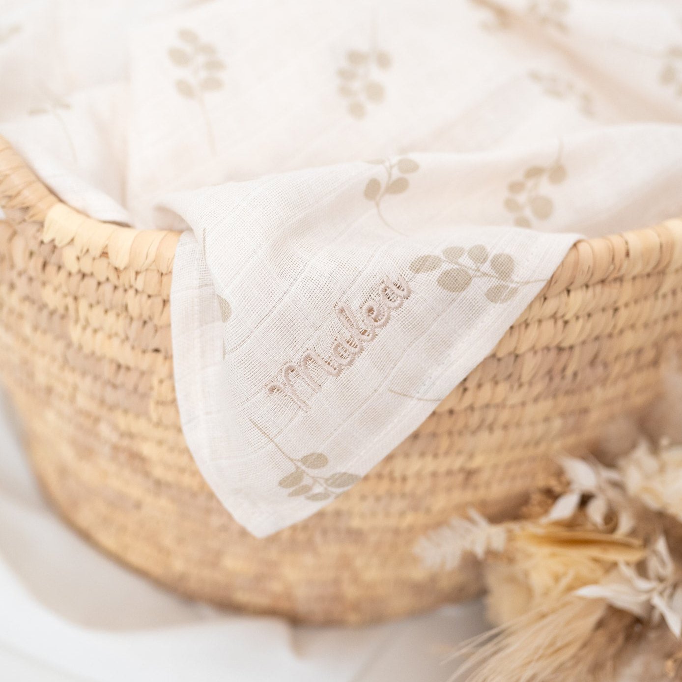 JOLLEIN Musselin Spucktuch für Babys personalisiert - Zweige, Miffy - wunderwunsch