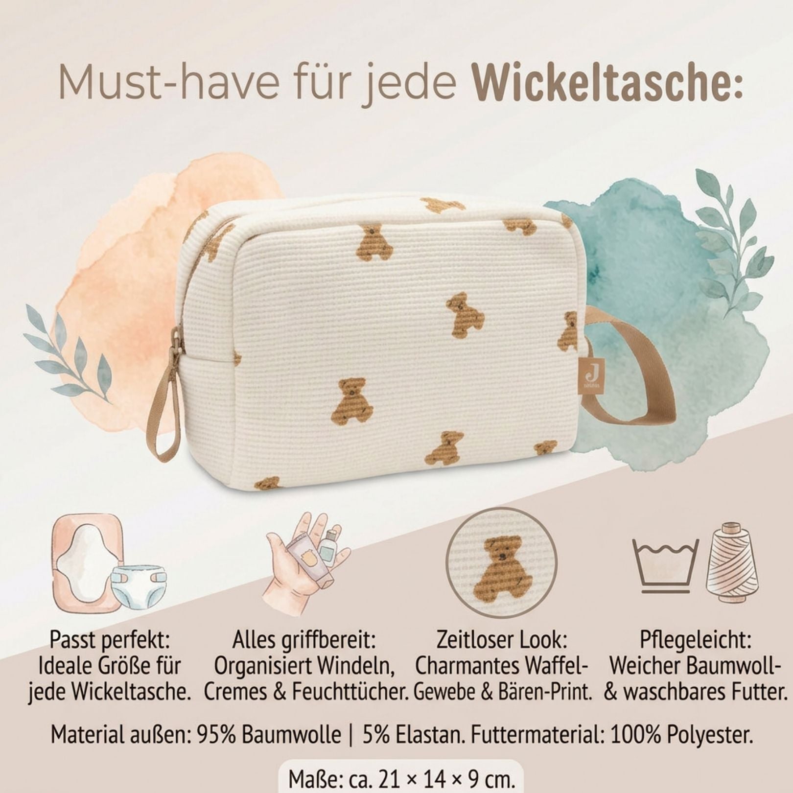 JOLLEIN Pouch Tasche Bär Print personalisierbar - wunderwunsch