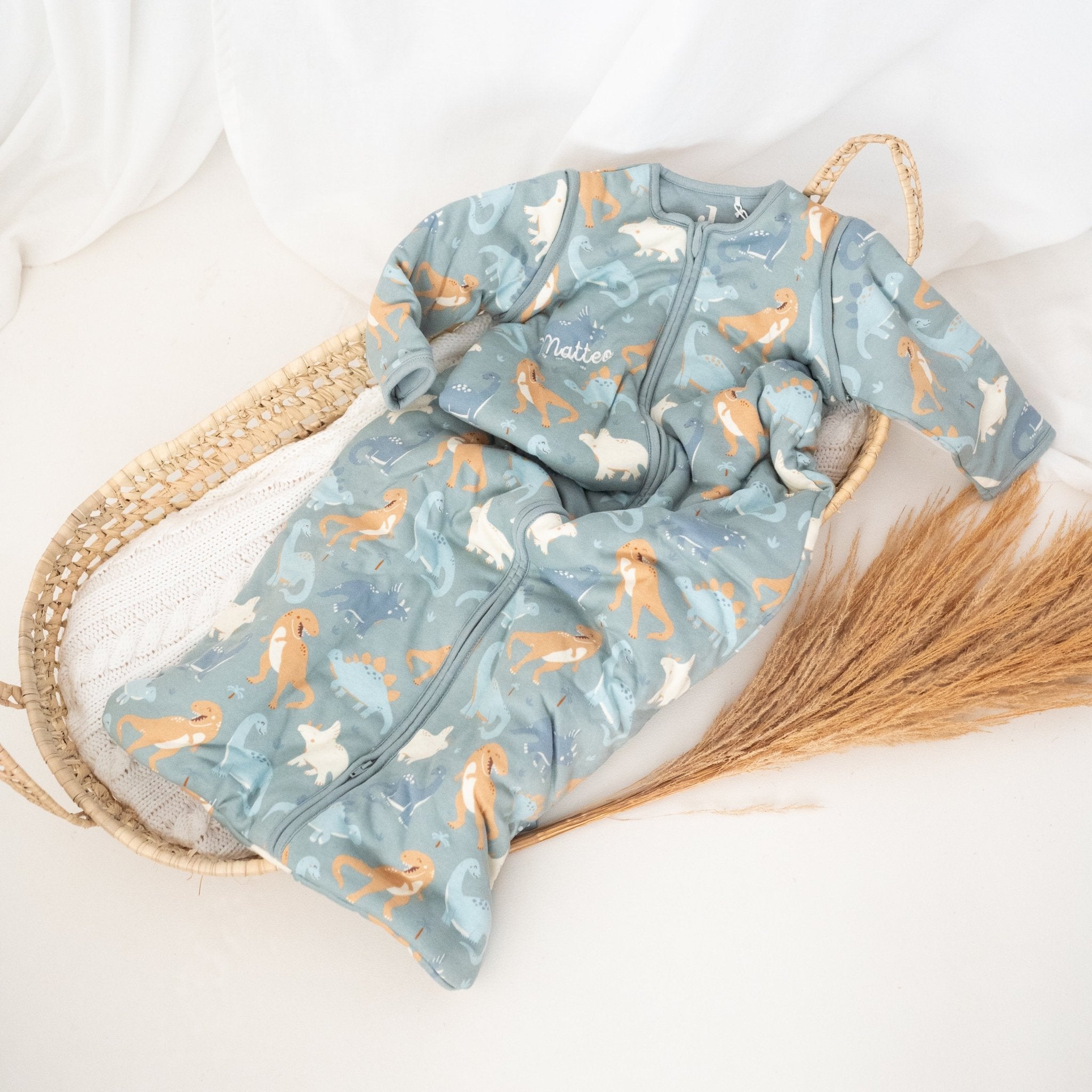 JOLLEIN Schlafsack Baby Dinos personalisiert - wunderwunsch