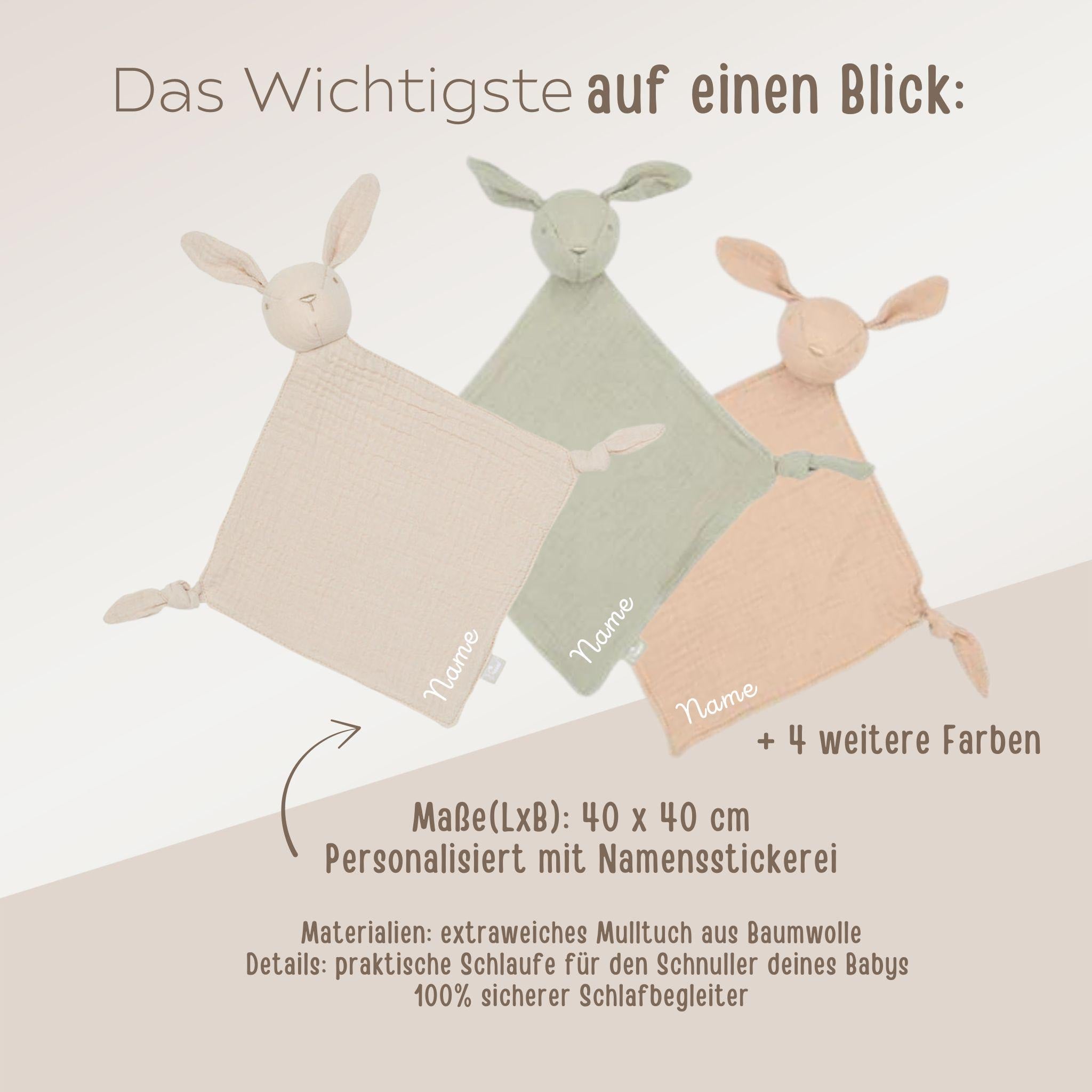 JOLLEIN Schmusetuch Hase personalisiert - wunderwunsch