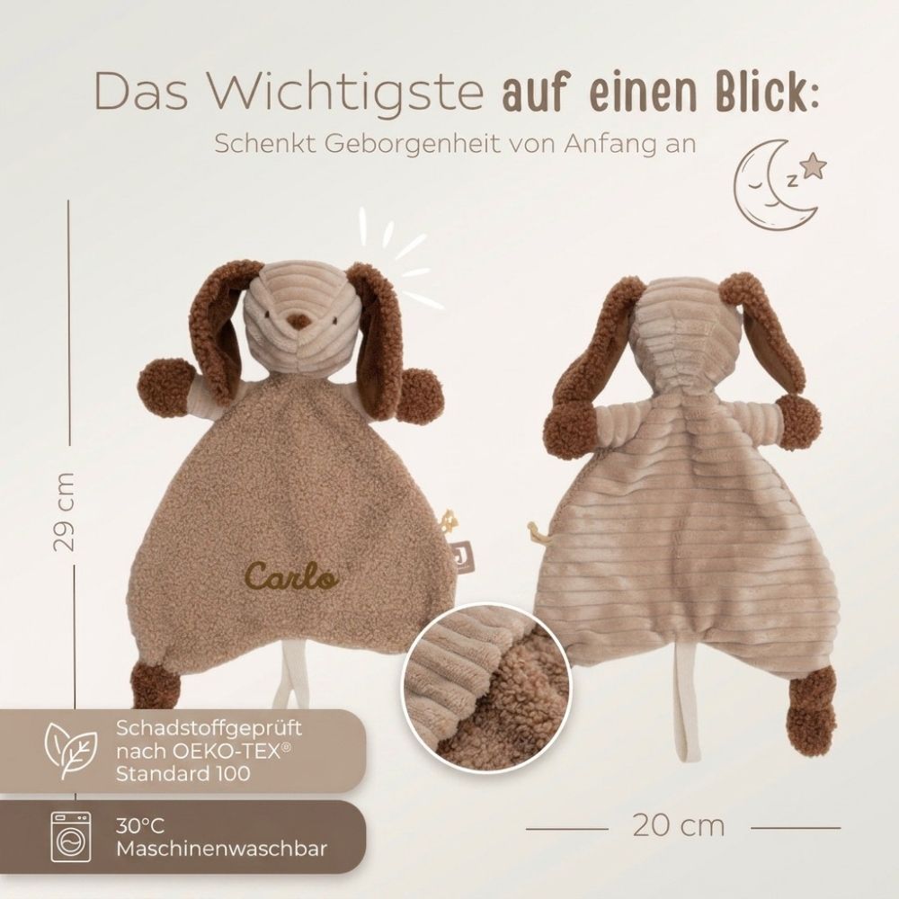 JOLLEIN Schmusetuch personalisiert - Hund Boucle - wunderwunsch