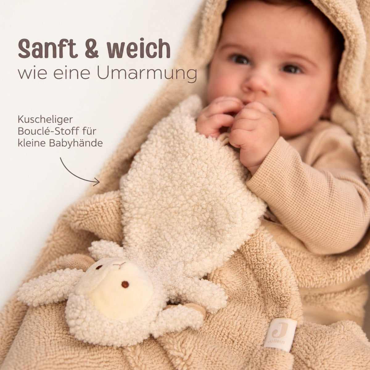 JOLLEIN Schmusetuch personalisiert - Schaf oder Strauß - wunderwunsch