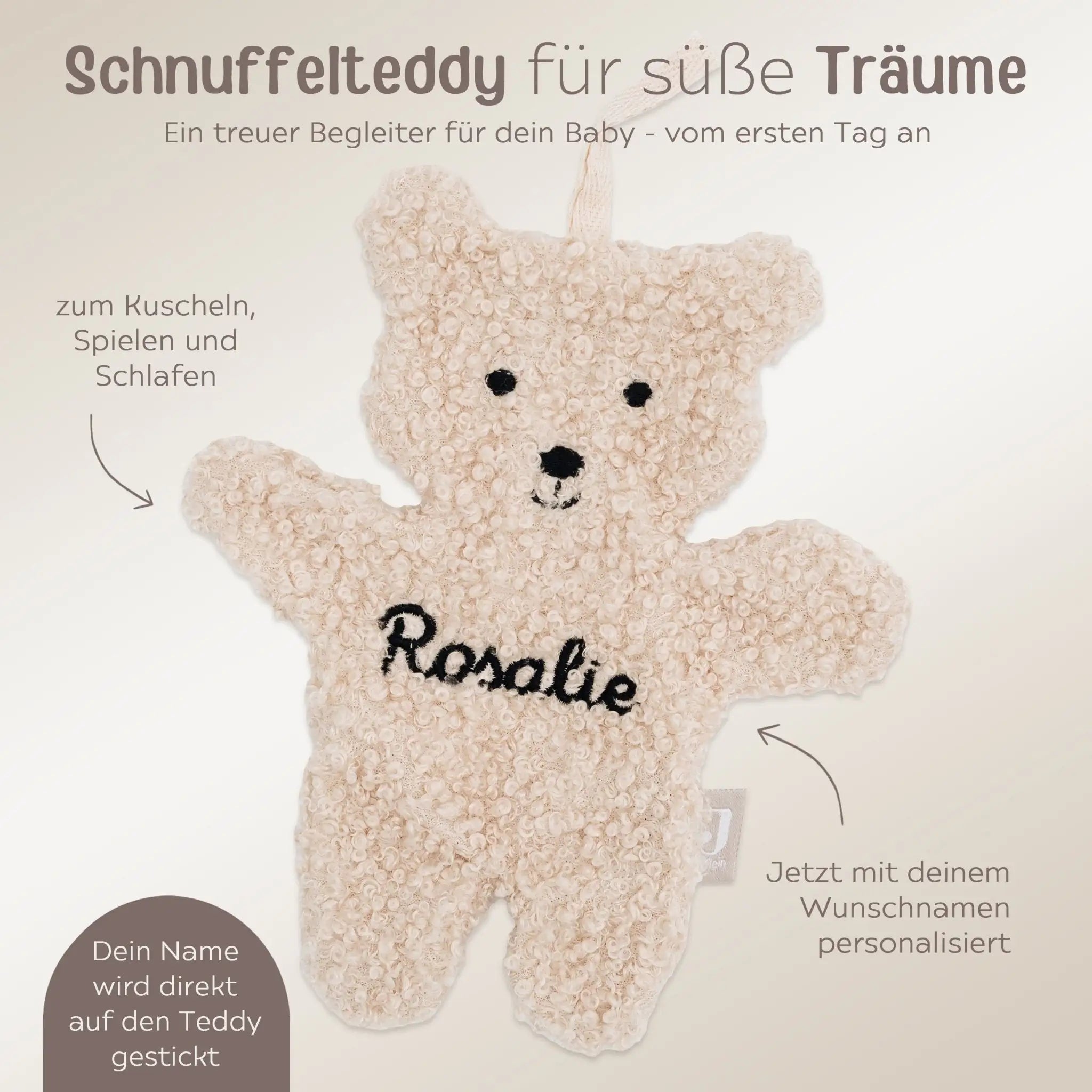 JOLLEIN Schnullertuch Boucle Teddybär - wunderwunsch