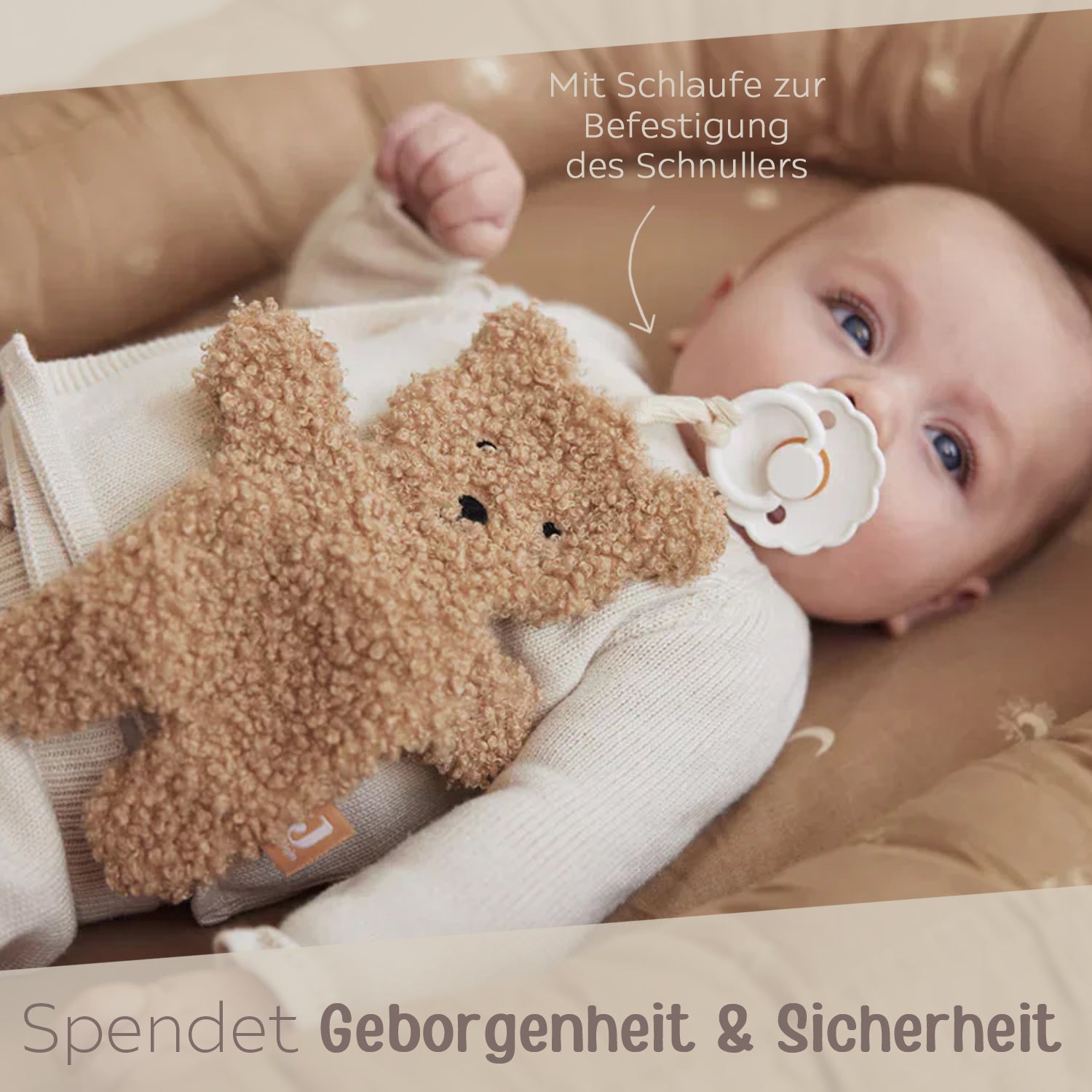 JOLLEIN Schnullertuch Boucle Teddybär - wunderwunsch