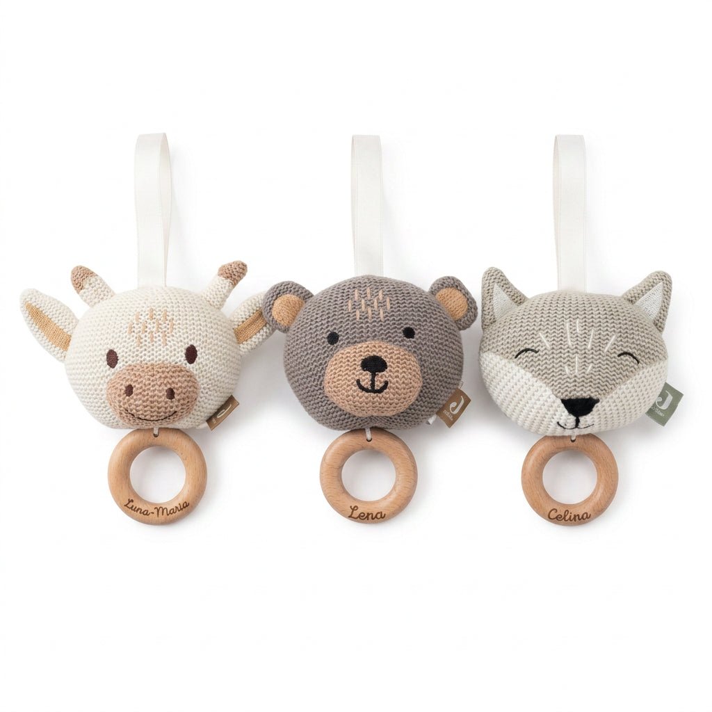 JOLLEIN Spieluhr für Babys personalisierbar - Bär, Giraffe, Fuchs - wunderwunsch