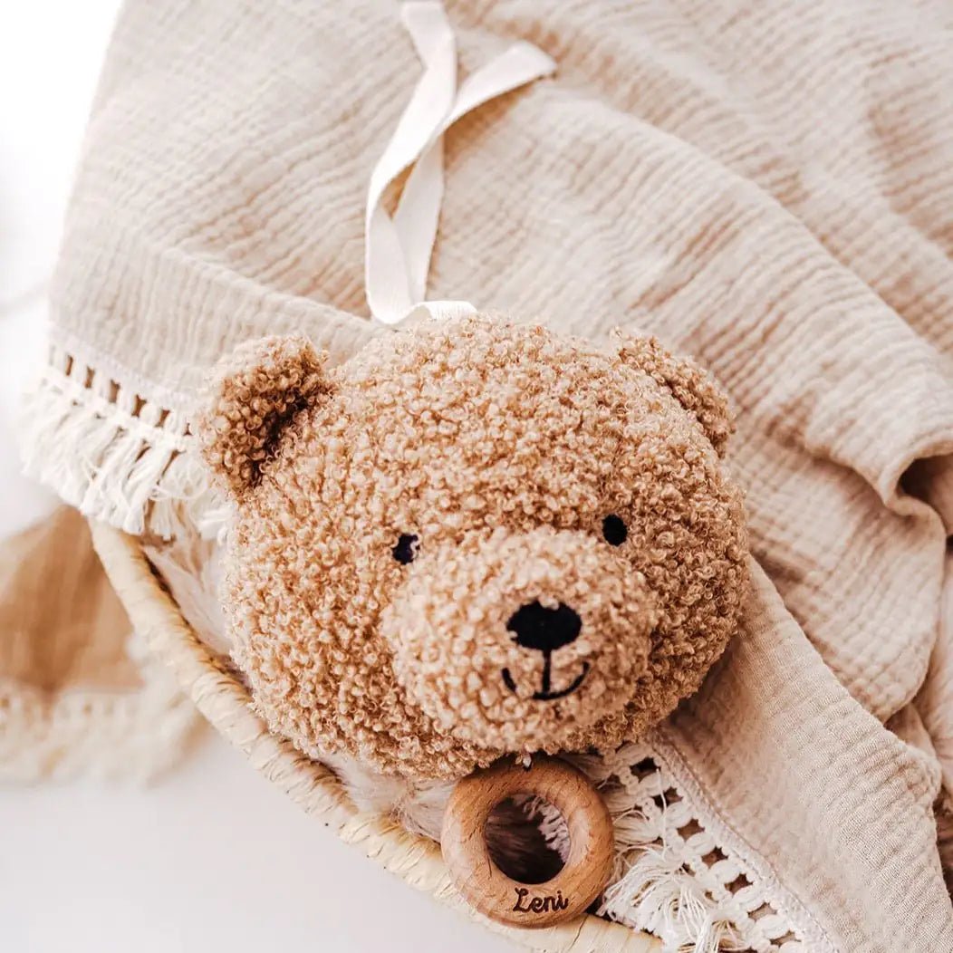 JOLLEIN Spieluhr für Babys personalisierbar - Teddybär Boucle - wunderwunsch