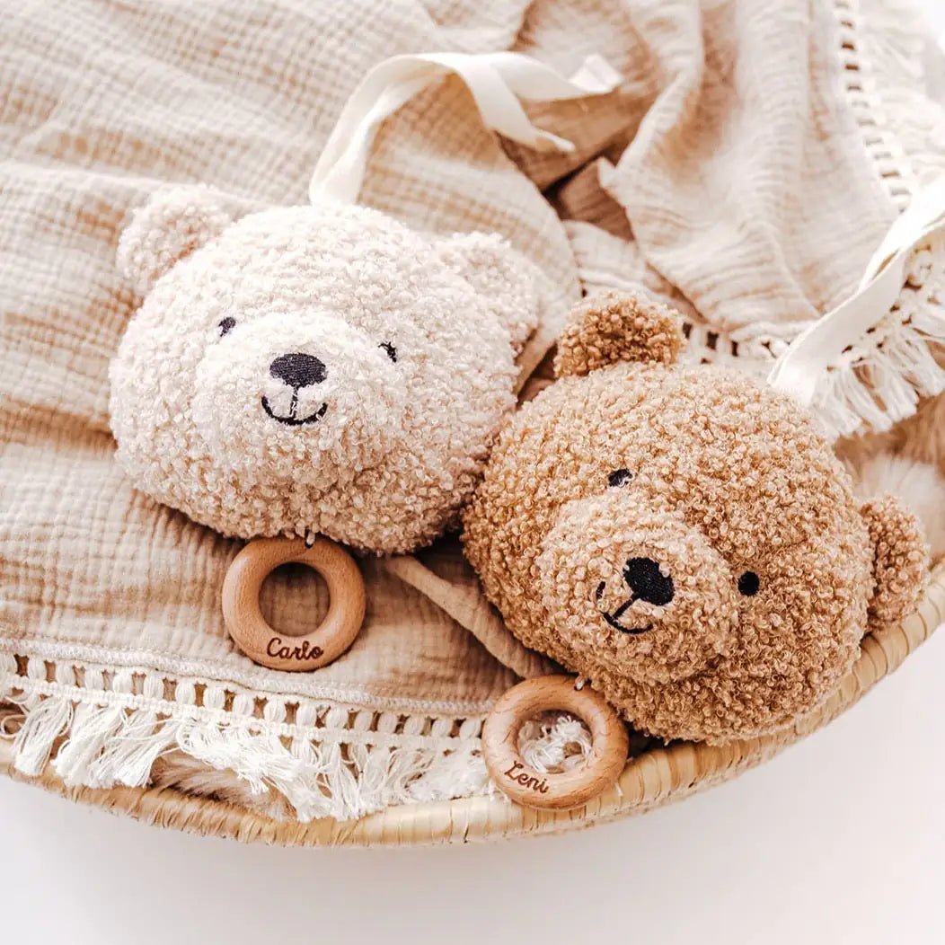 JOLLEIN Spieluhr für Babys personalisierbar - Teddybär Boucle - wunderwunsch