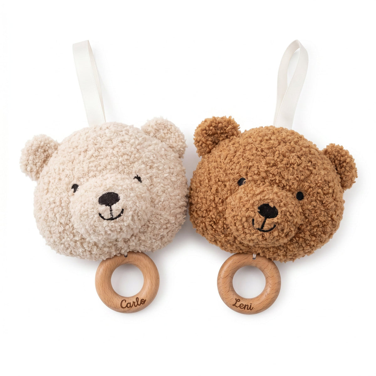 JOLLEIN Spieluhr für Babys personalisierbar - Teddybär Boucle - wunderwunsch