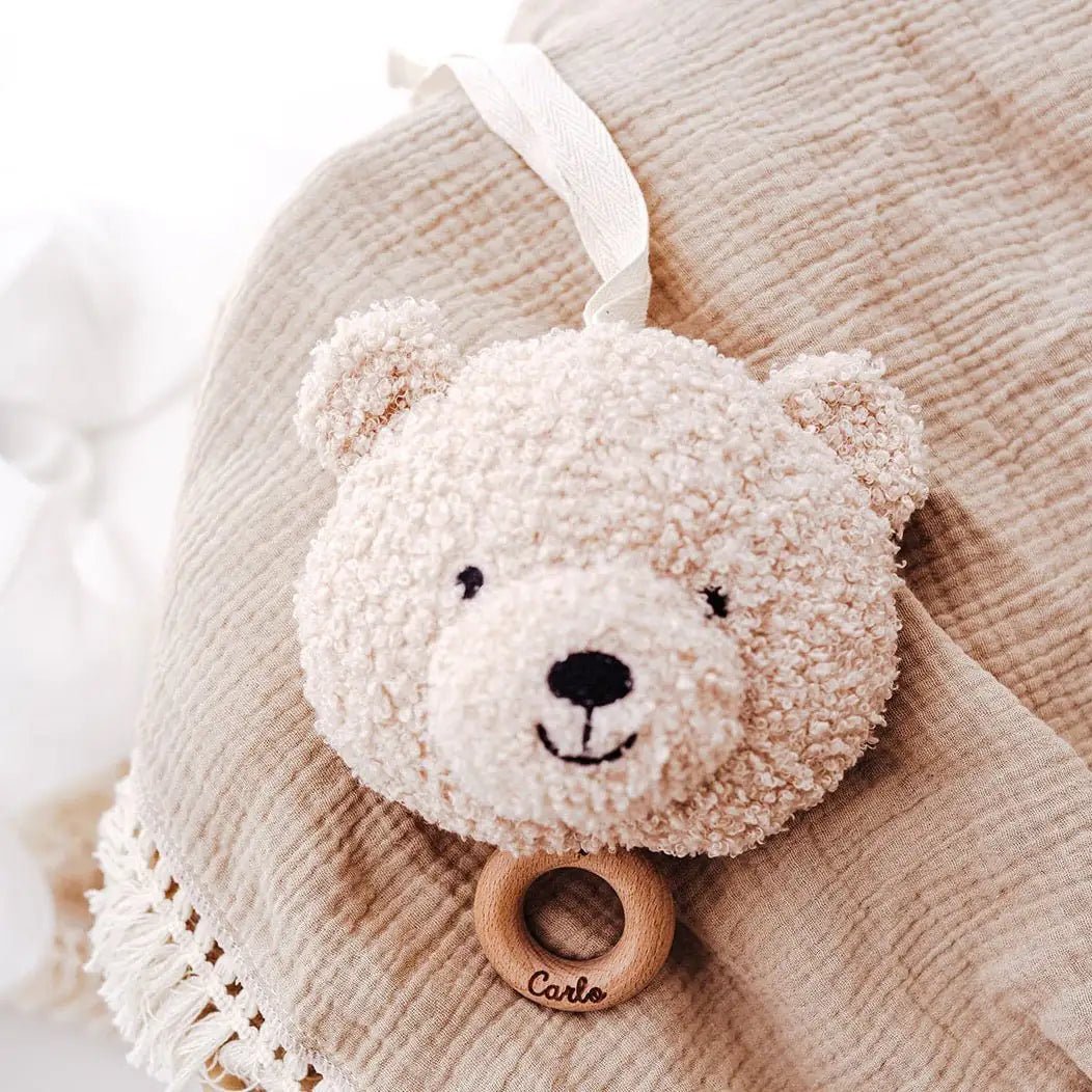 JOLLEIN Spieluhr für Babys personalisierbar - Teddybär Boucle - wunderwunsch