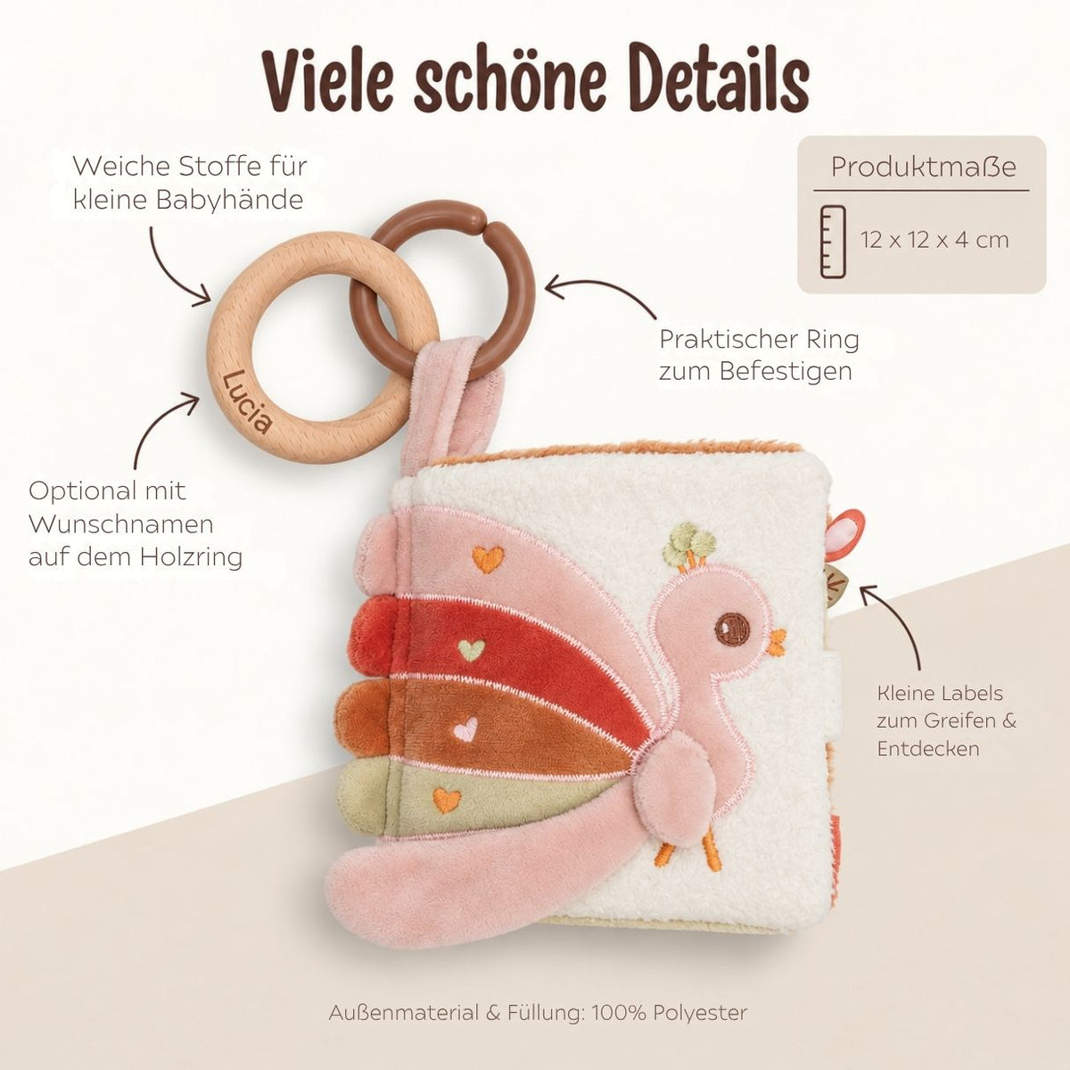 JOLLEIN Stoffbuch personalisiert - Schaf oder Strauß - wunderwunsch