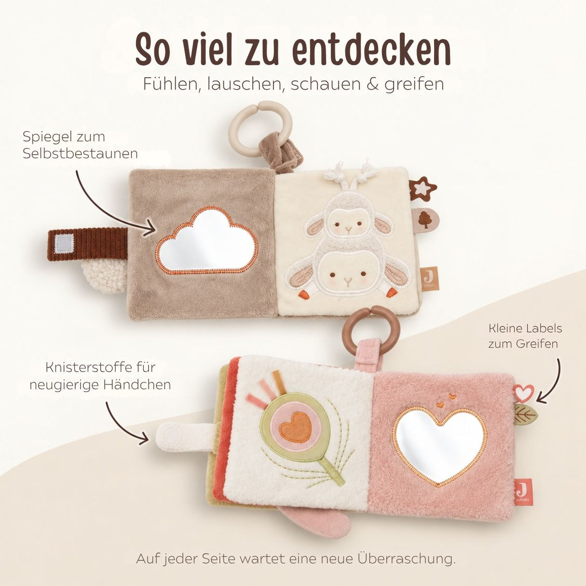 JOLLEIN Stoffbuch personalisiert - Schaf oder Strauß - wunderwunsch