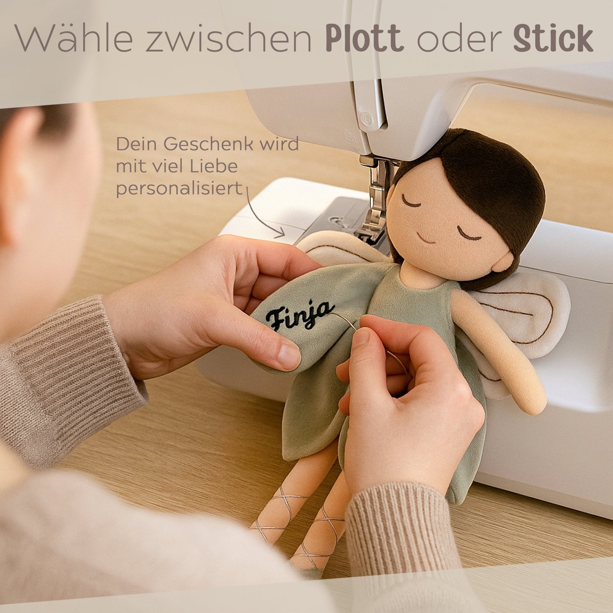 JOLLEIN Stoffpuppe Fee personalisiert - wunderwunsch