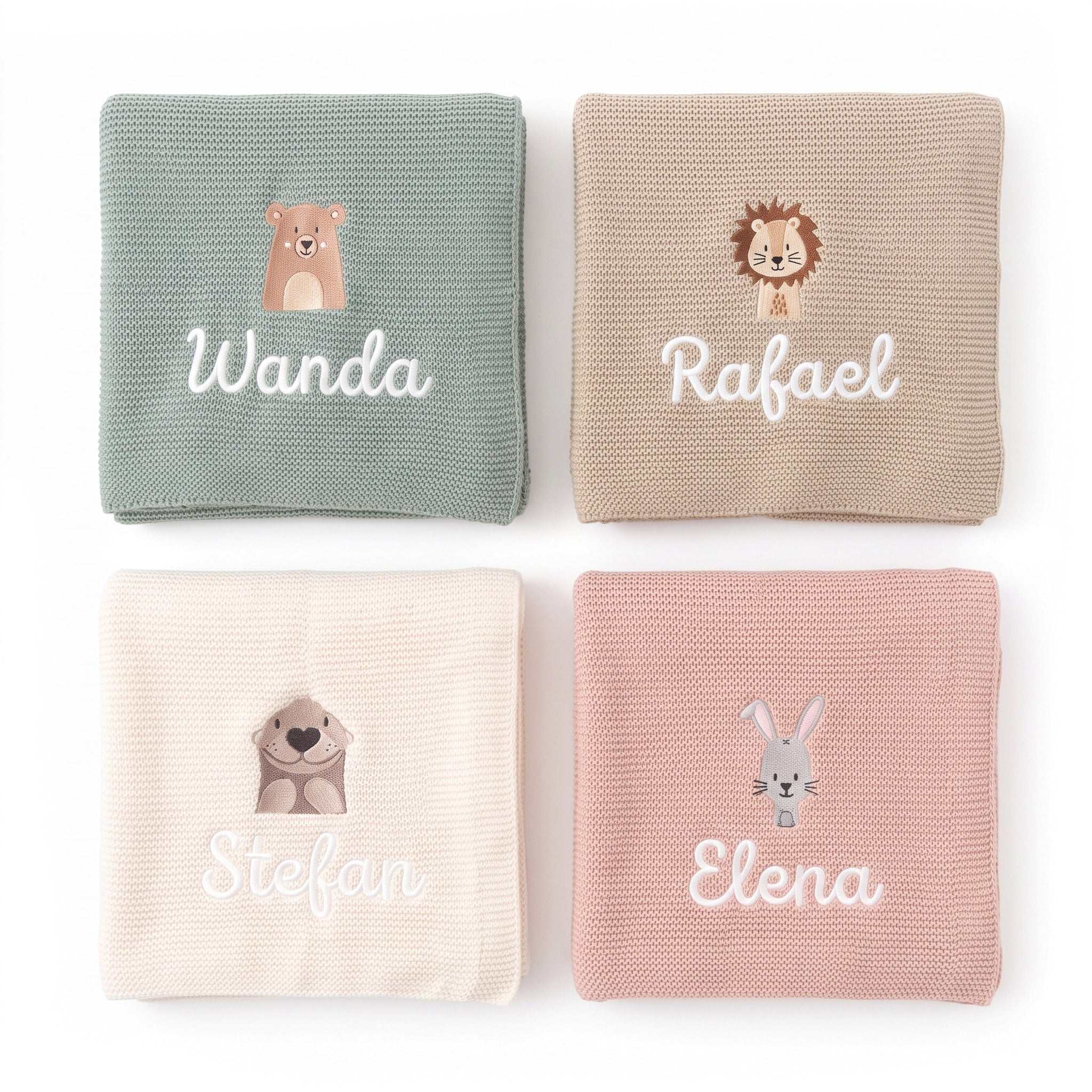 JOLLEIN Strickdecke personalisiert - Wunderwunsch-Tier - wunderwunsch