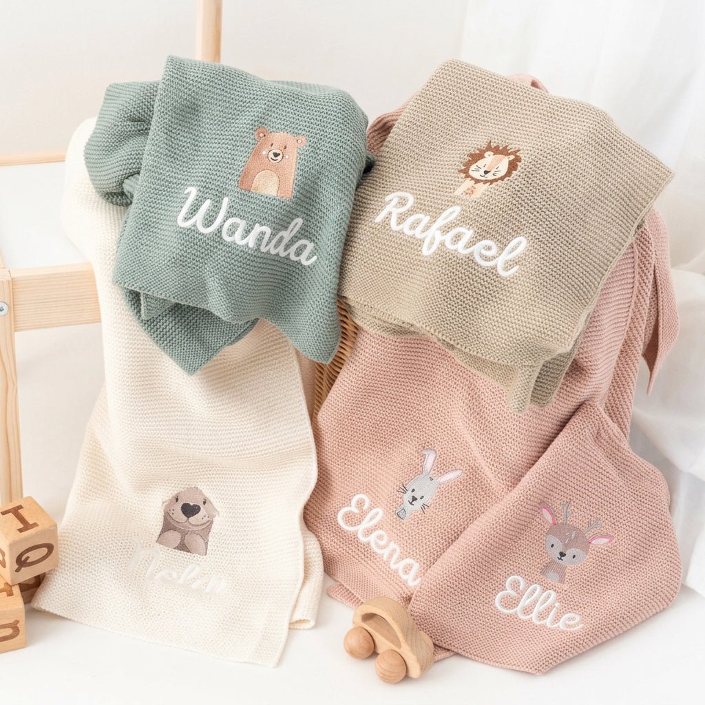 JOLLEIN Strickdecke personalisiert - Wunderwunsch - Tier - wunderwunsch