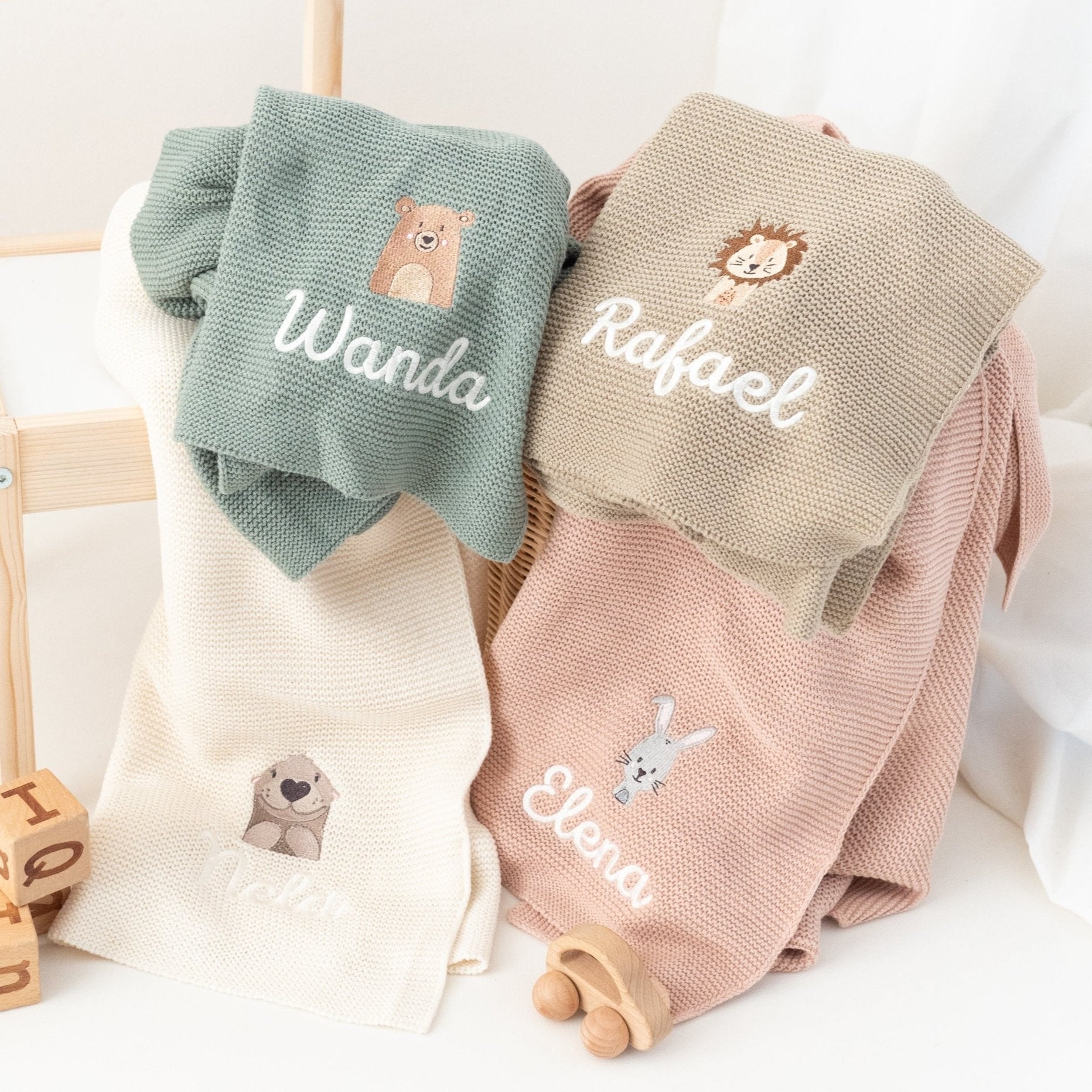 JOLLEIN Strickdecke personalisiert - Wunderwunsch - Tier - wunderwunsch