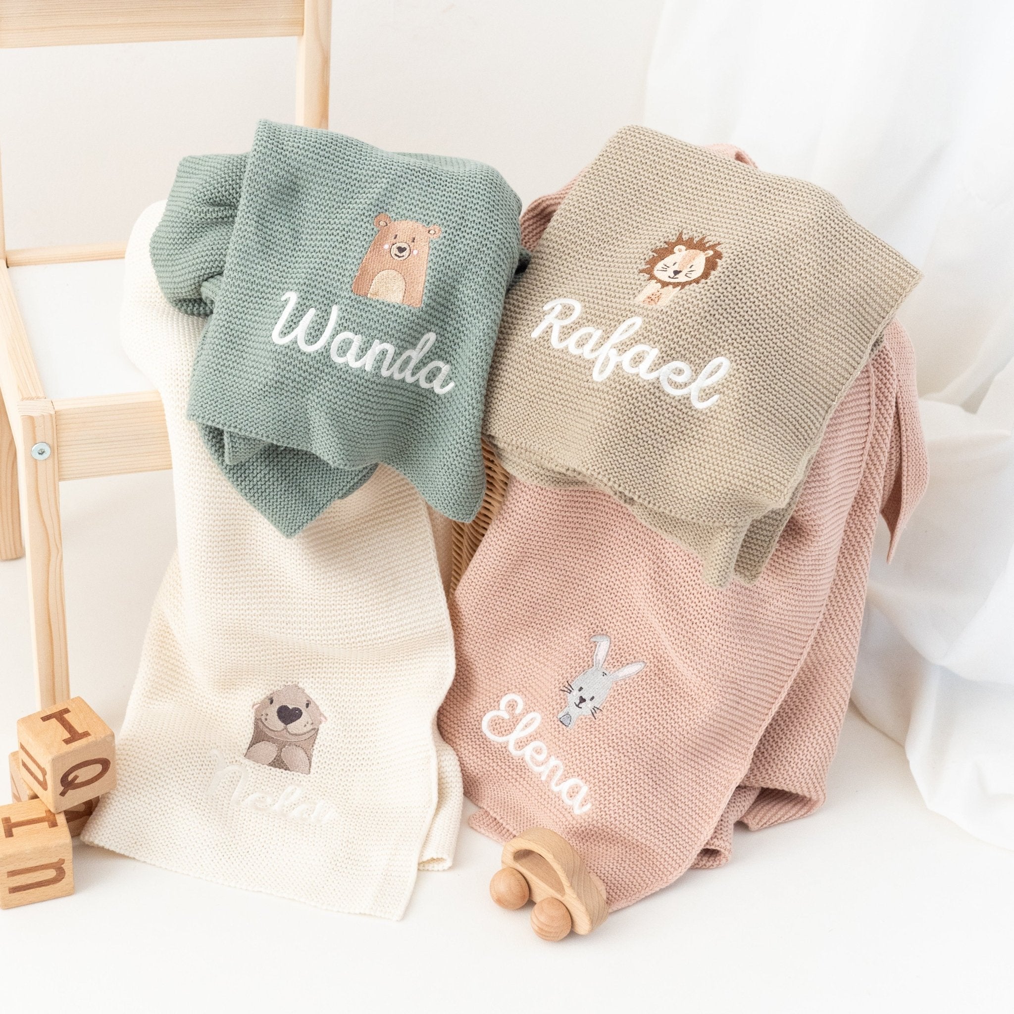 JOLLEIN Strickdecke personalisiert - Wunderwunsch - Tier - wunderwunsch