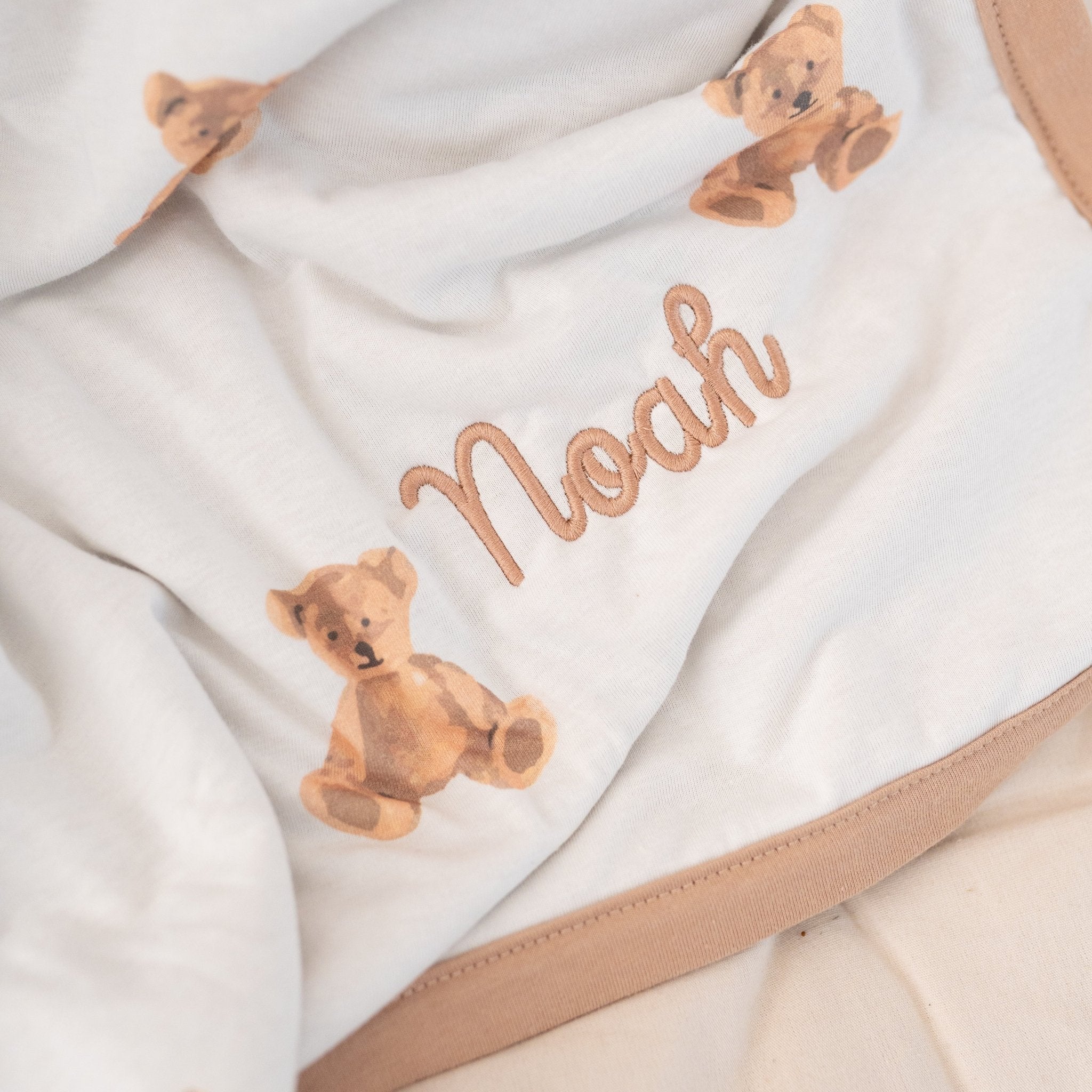 JOLLEIN Teddybär Decke Wiege für Babys personalisiert - wunderwunsch