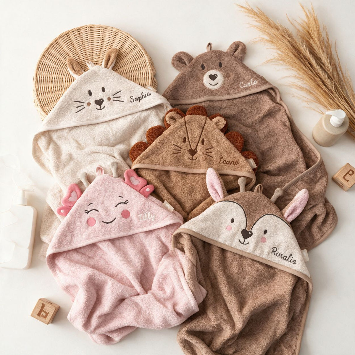 JOLLEIN x Wunderwunsch Tier Kapuzenhandtuch Baby personalisiert - wunderwunsch