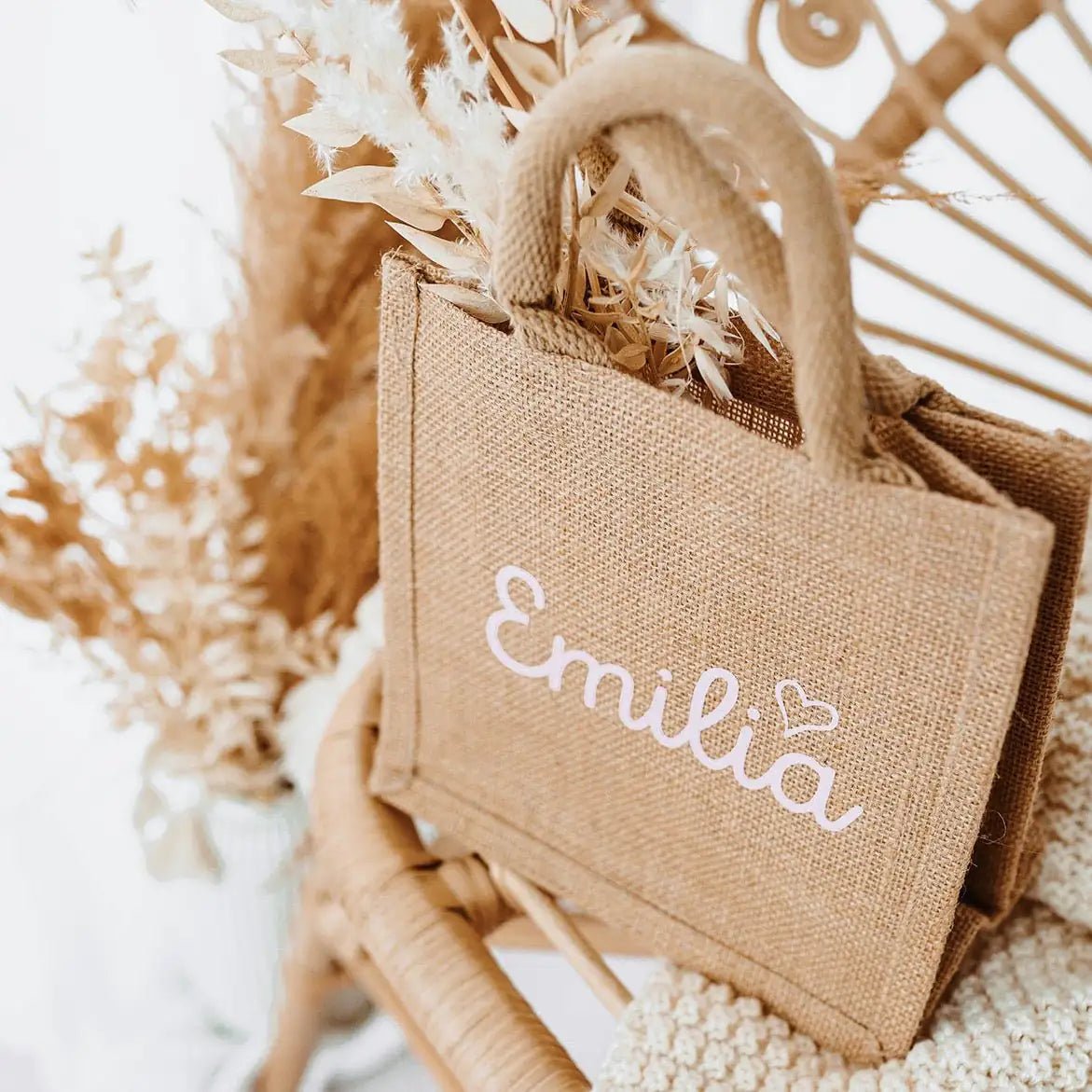 Jutetasche personalisiert - Herz - wunderwunsch