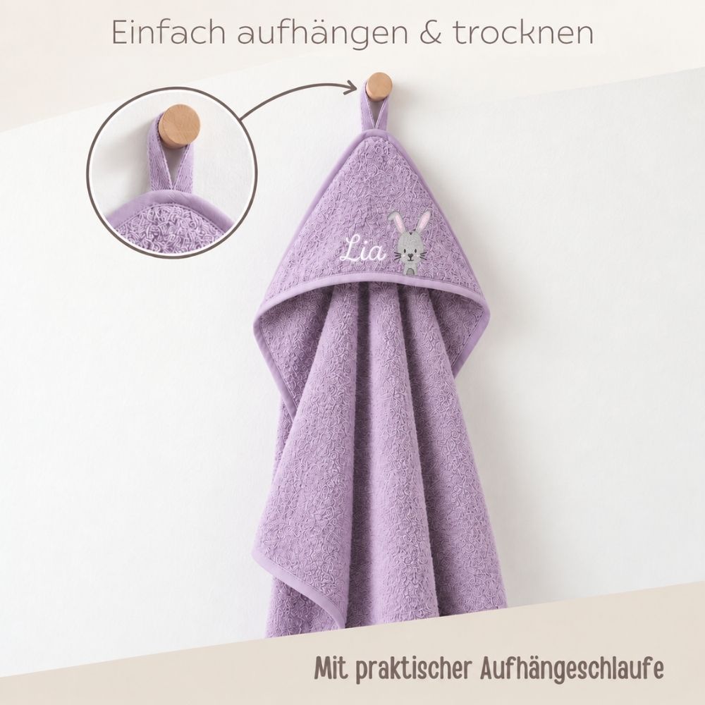 Kapuzenhandtuch Frottee personalisiert - Wunderwunsch Tiere - wunderwunsch
