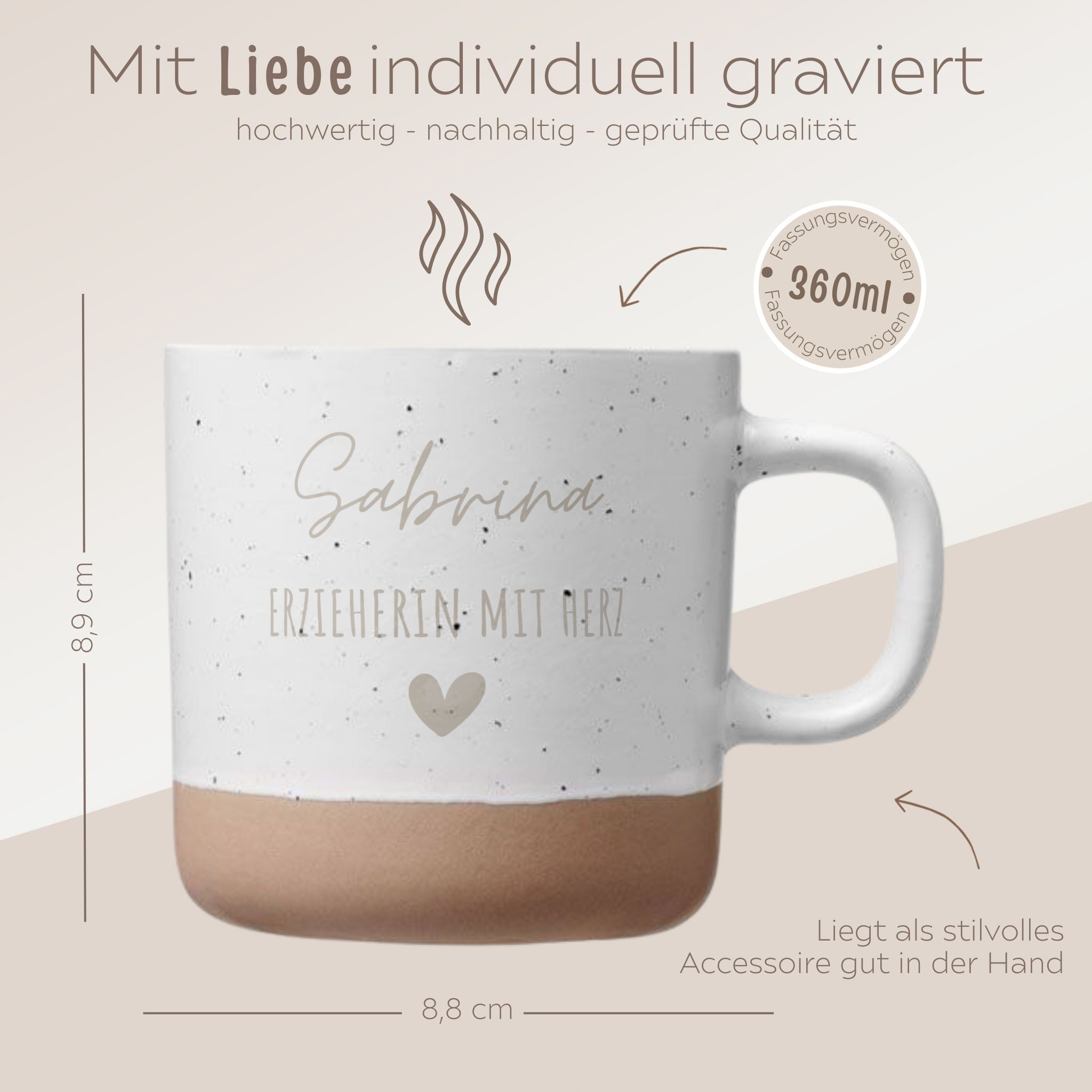 Keramikbecher Steingut - Erzieherin/Lehrerin/Hebamme - wunderwunsch