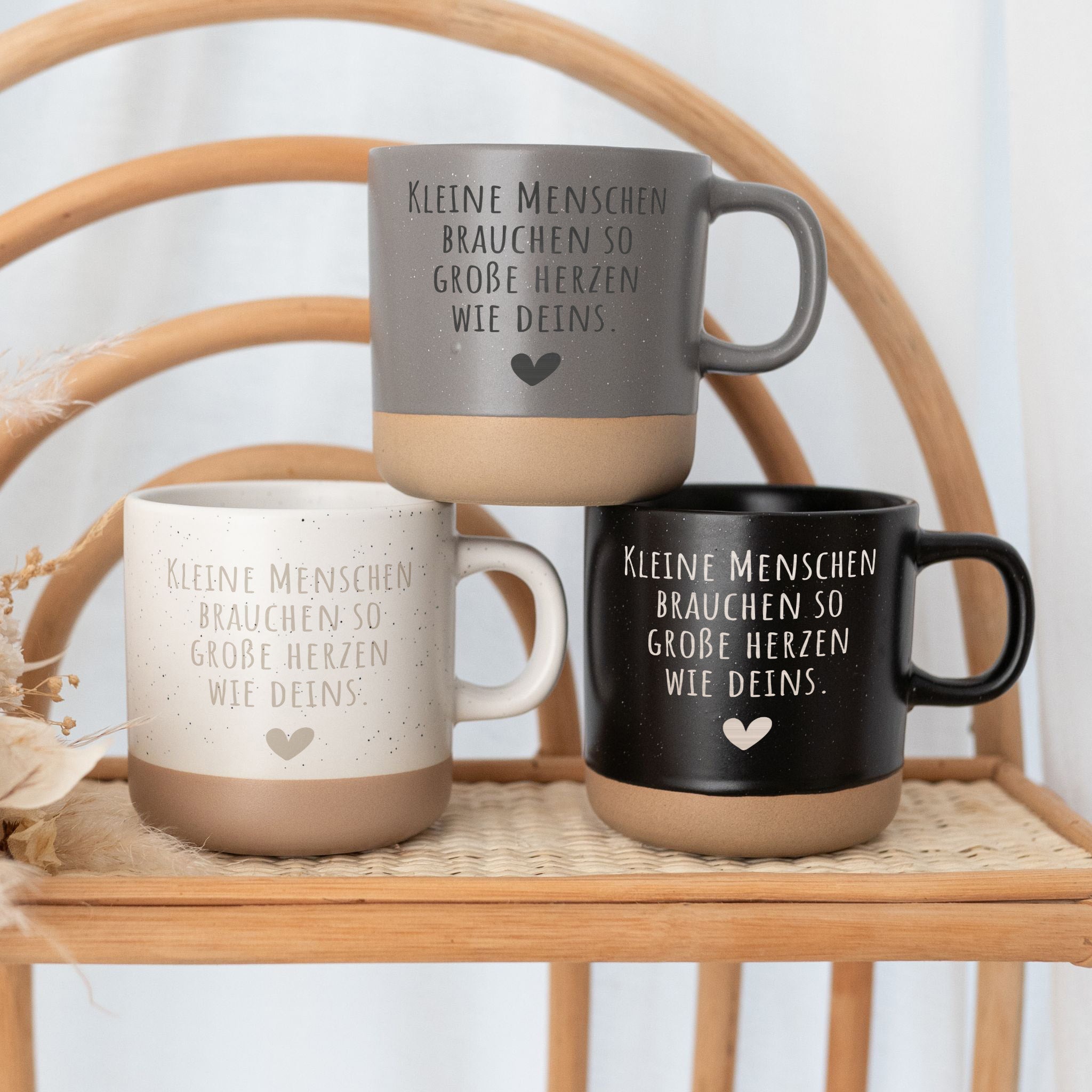Keramikbecher Steingut - Kleine Menschen große Herzen - wunderwunsch