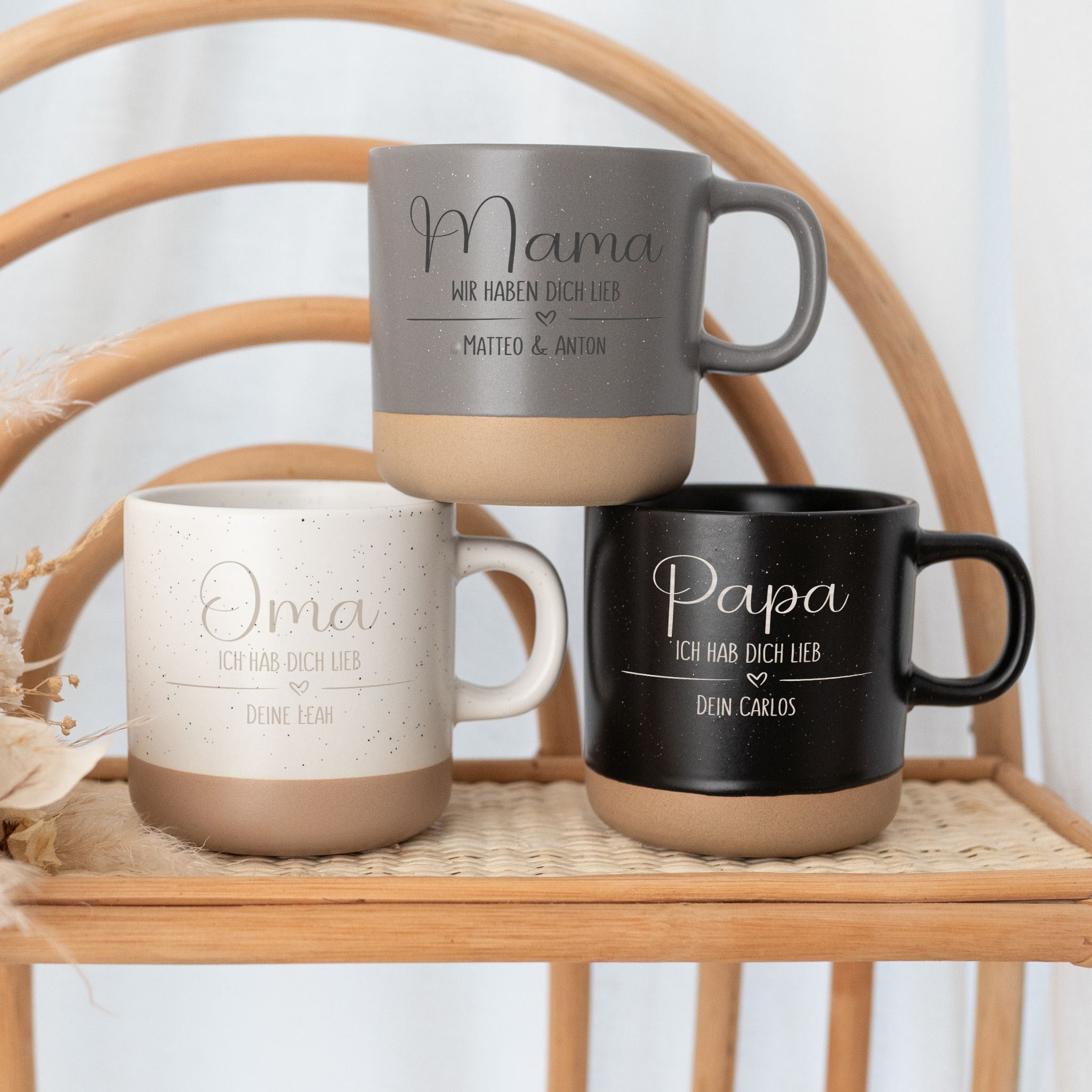 Keramikbecher Steingut - Lieb haben - wunderwunsch