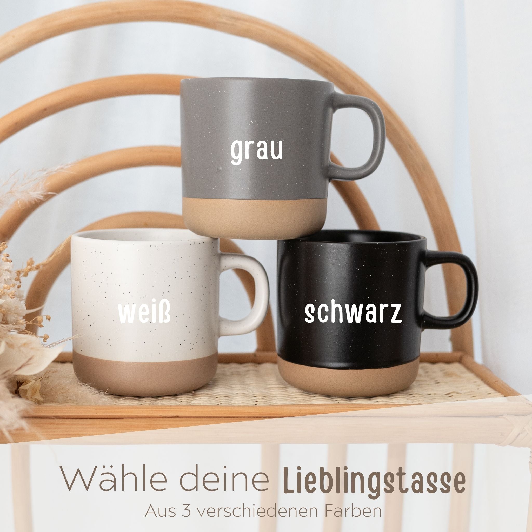 Keramikbecher Steingut - Name und Herz - wunderwunsch