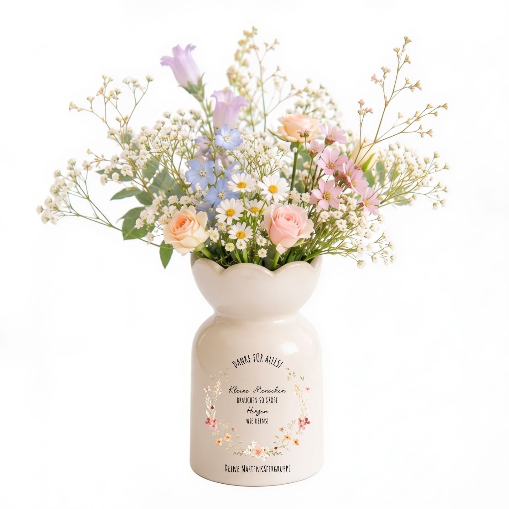 Keramikvase Blumenform - Kleine Menschen brauchen so große Herzen wie deins - wunderwunsch