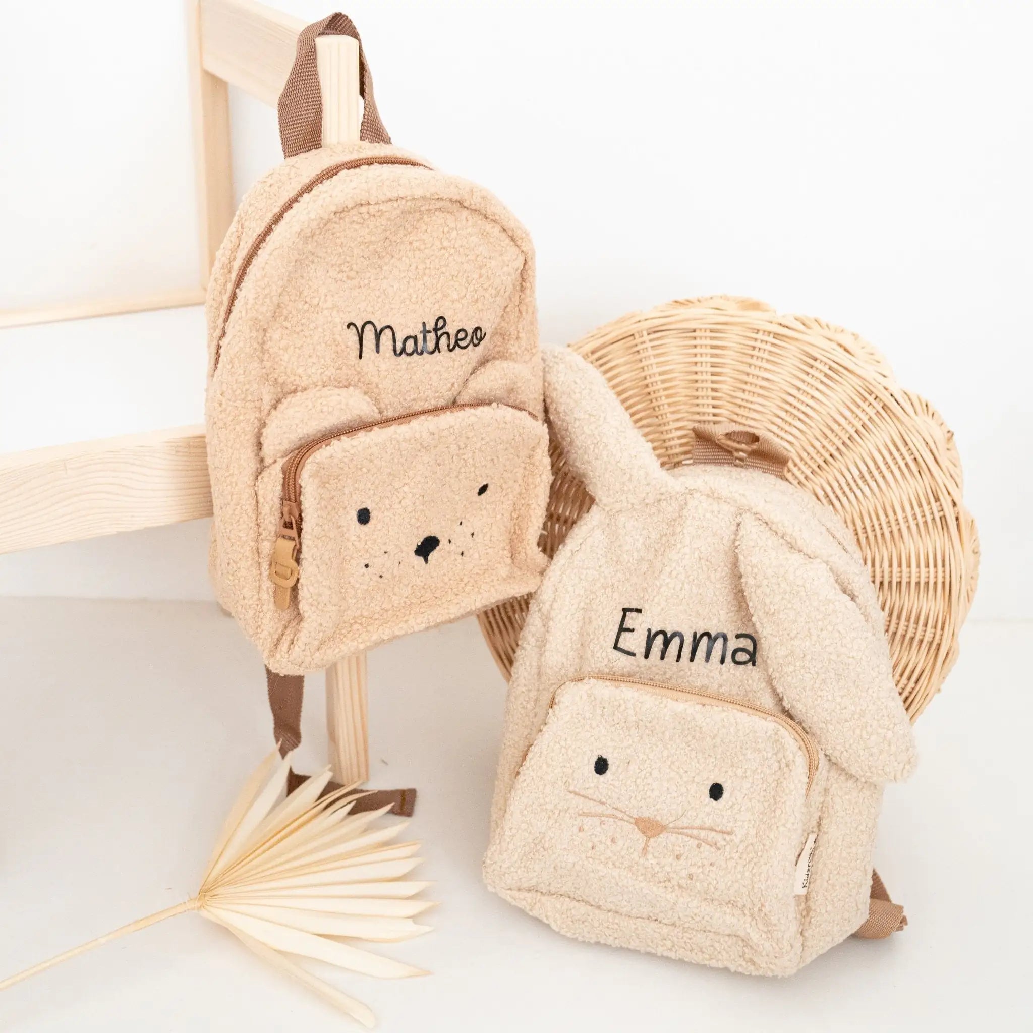 KIDZROOM Plüsch Rucksack in Tierform - Bär & Hase - wunderwunsch