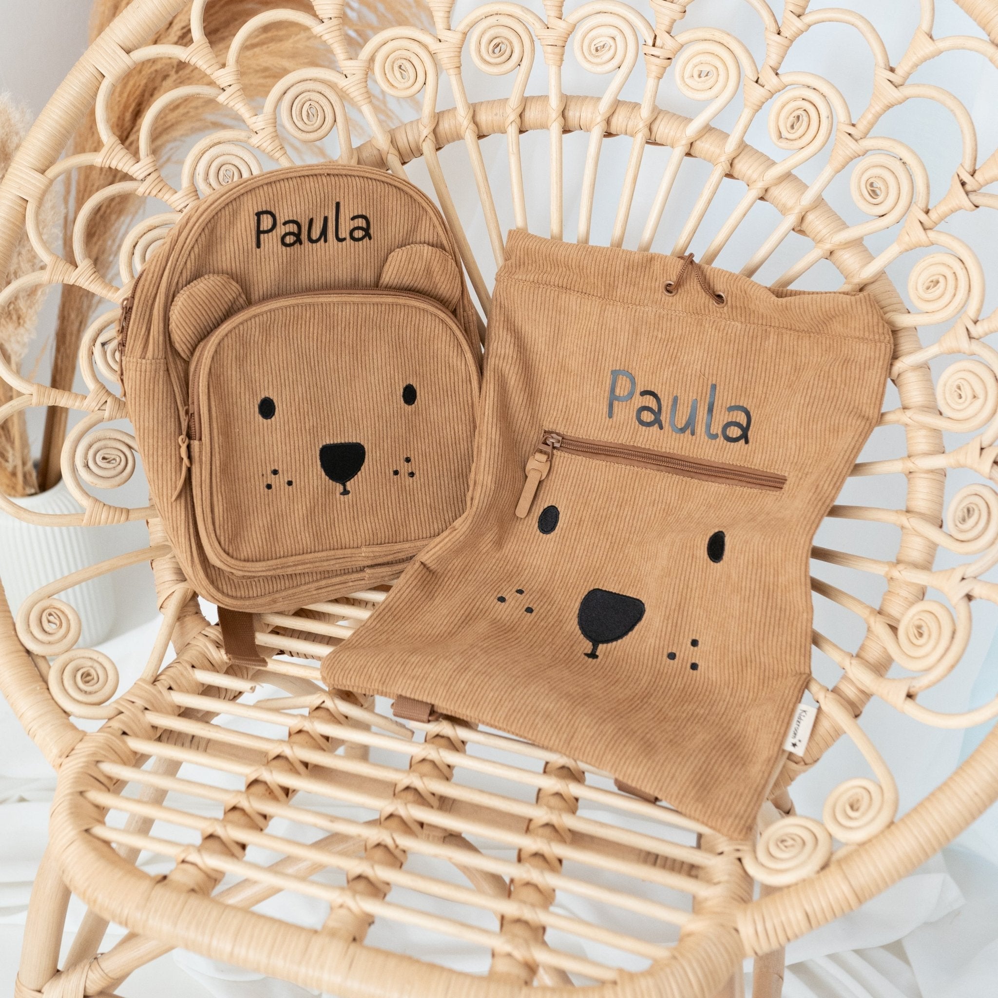 KIDZROOM Rucksack & Turnbeutel Teddy Cord - wunderwunsch