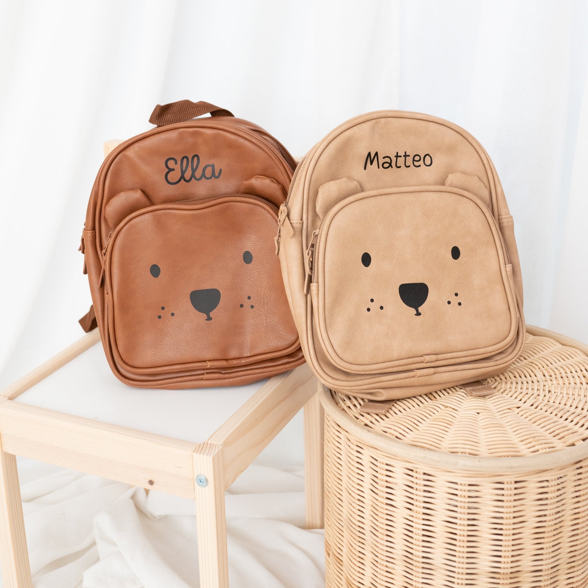 KIDZROOM Teddy Rucksack Leder - wunderwunsch