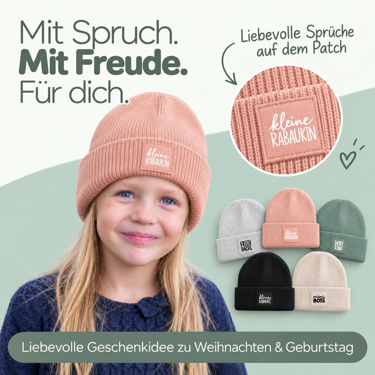 Kinder Beanie Mütze mit Spruch - wunderwunsch