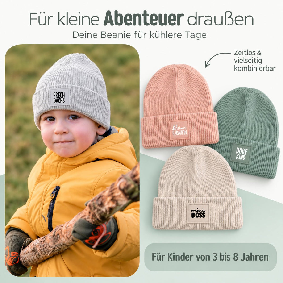 Kinder Beanie Mütze mit Spruch - wunderwunsch