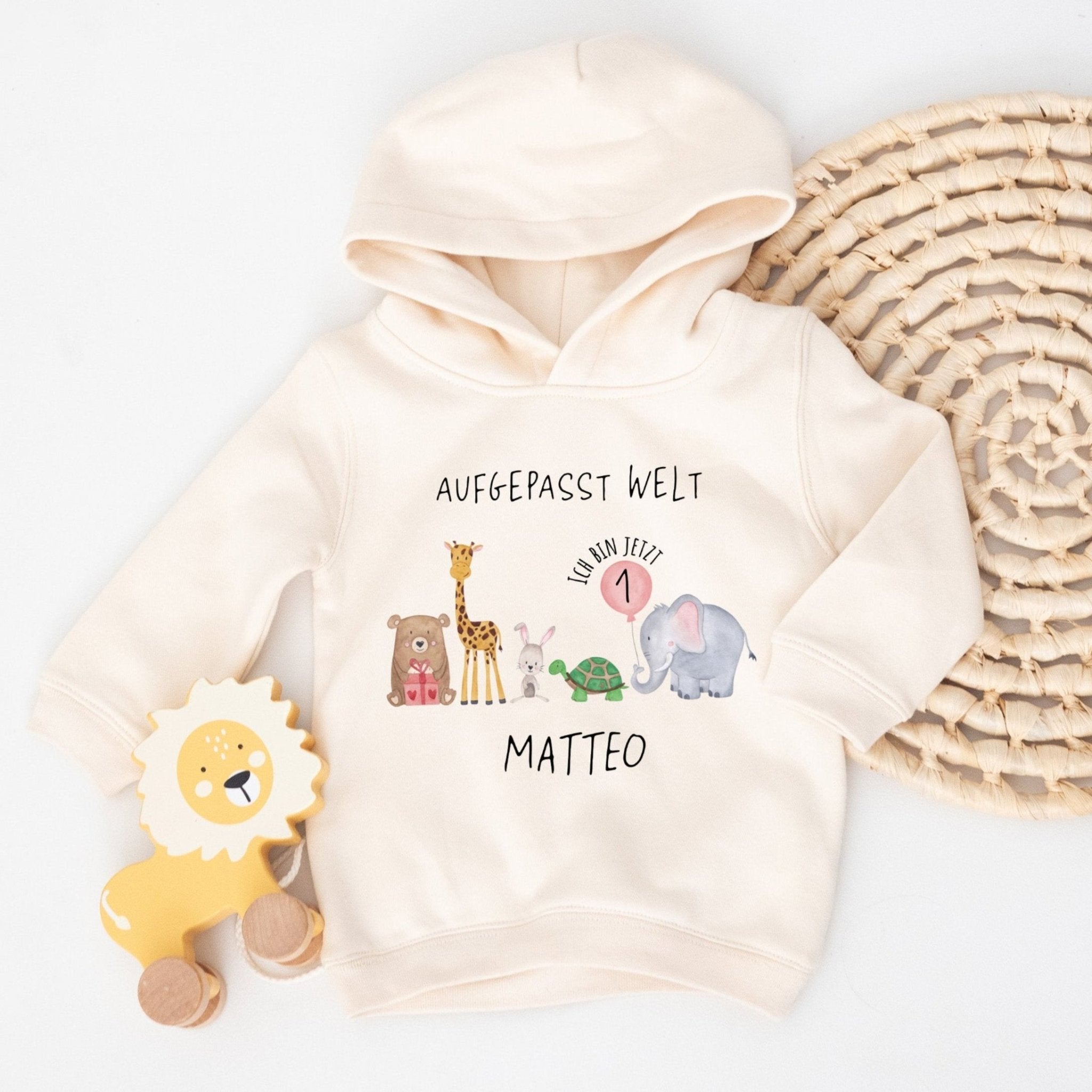 Kinder Hoodie "Geburtstagstiere" personalisiert - wunderwunsch