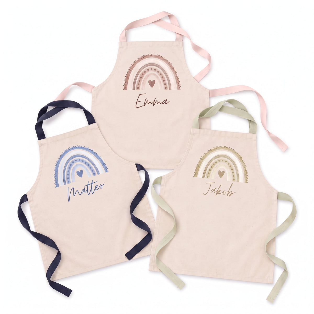Kinder Schürze Pastell "Regenbogen Punkte" personalisiert - wunderwunsch