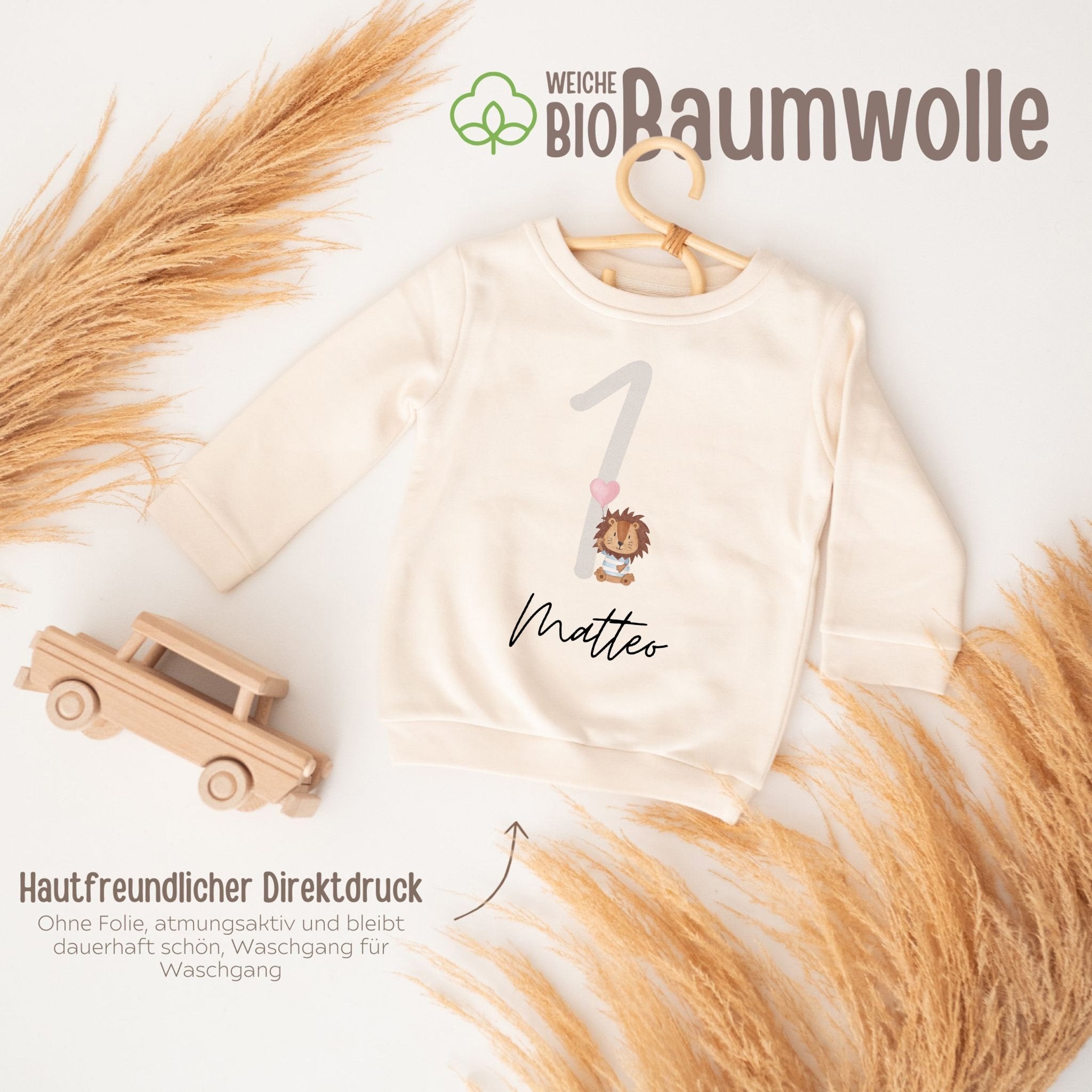 Kinder Sweatshirt "Zahlen Löwe" personalisiert - wunderwunsch