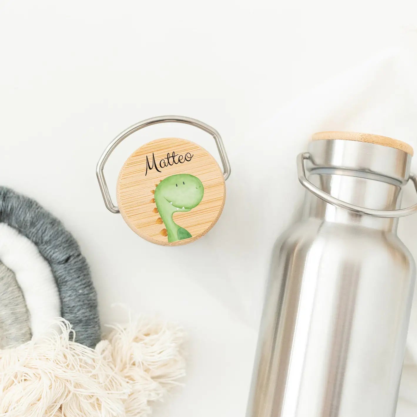Kinder Trinkflasche Edelstahl personalisiert - Tier Aquarell - wunderwunsch