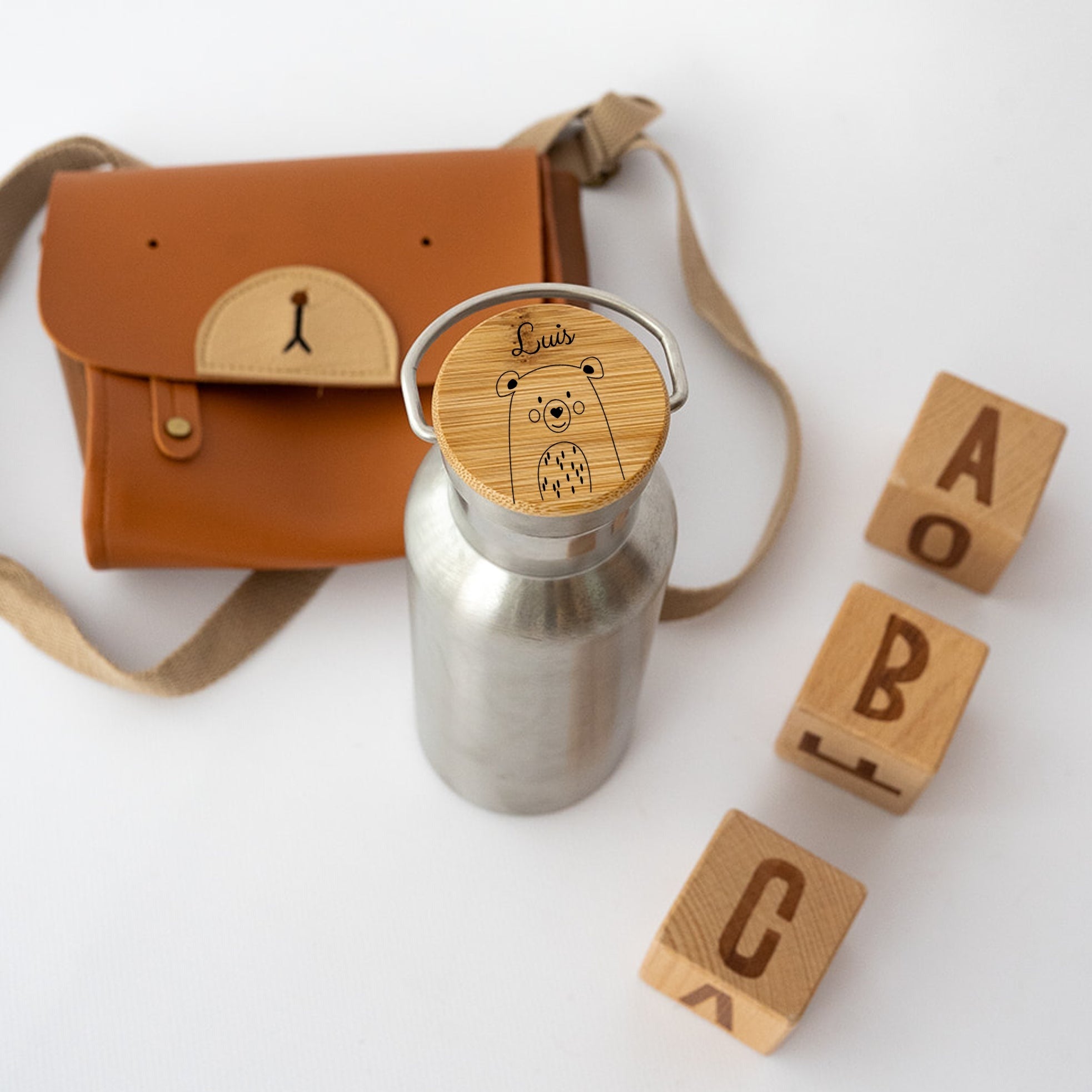 Kinder Trinkflasche Edelstahl personalisiert - Tier Gravur - wunderwunsch