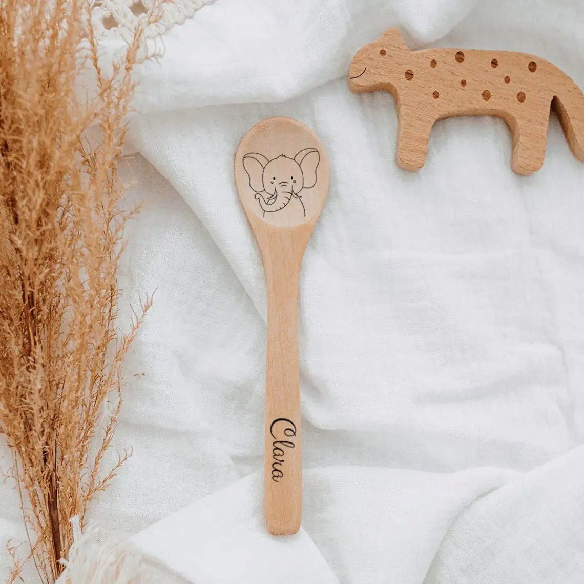 Kinderlöffel Holz personalisiert - Tier - wunderwunsch