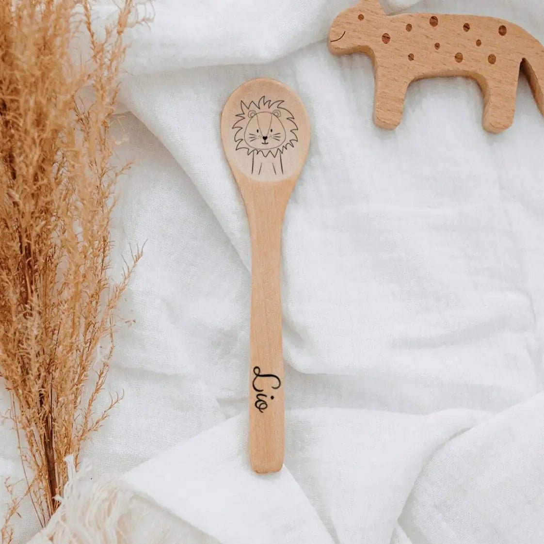 Kinderlöffel Holz personalisiert - Tier - wunderwunsch