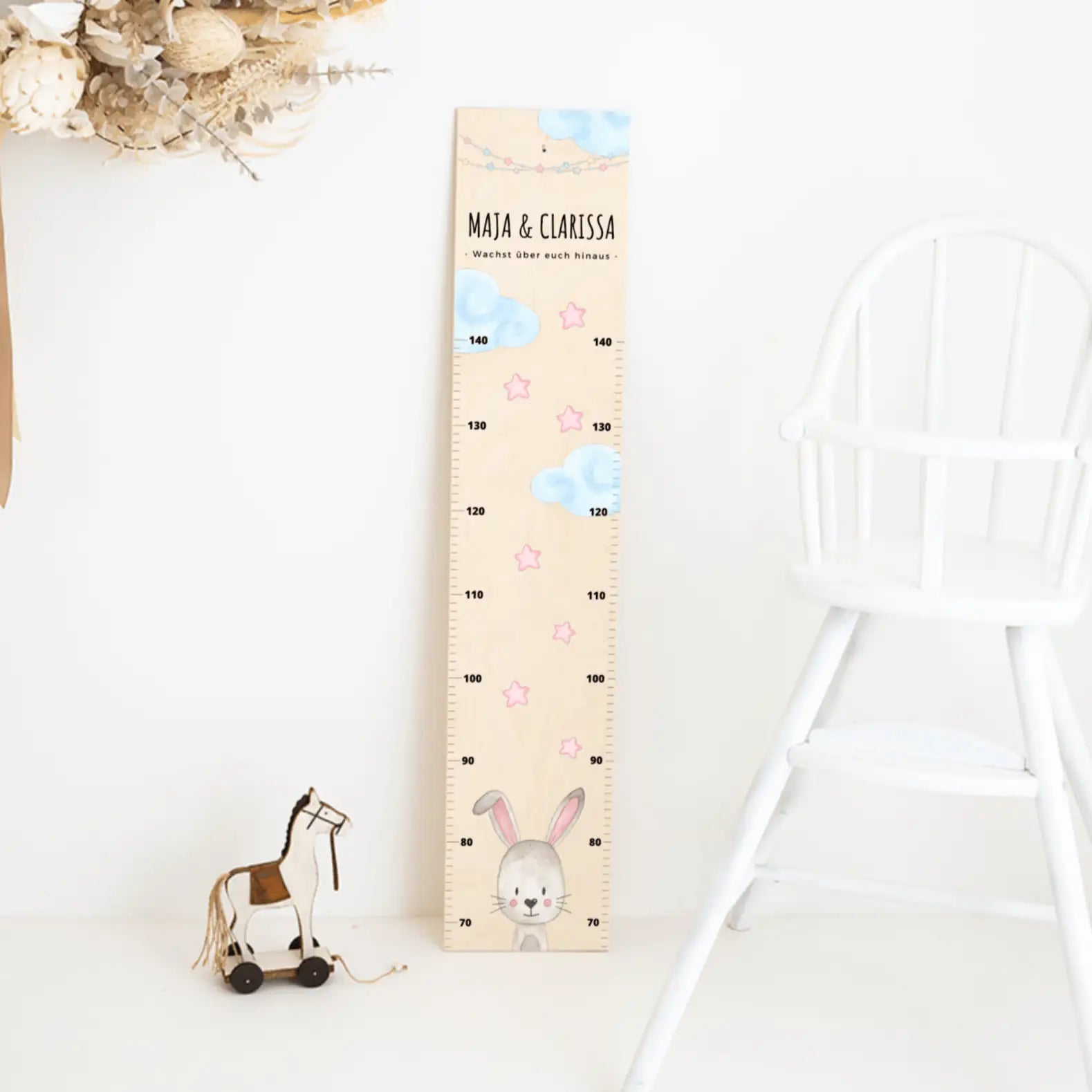 Kindermesslatte Geschwister Holz personalisiert - Tier Aquarell - wunderwunsch