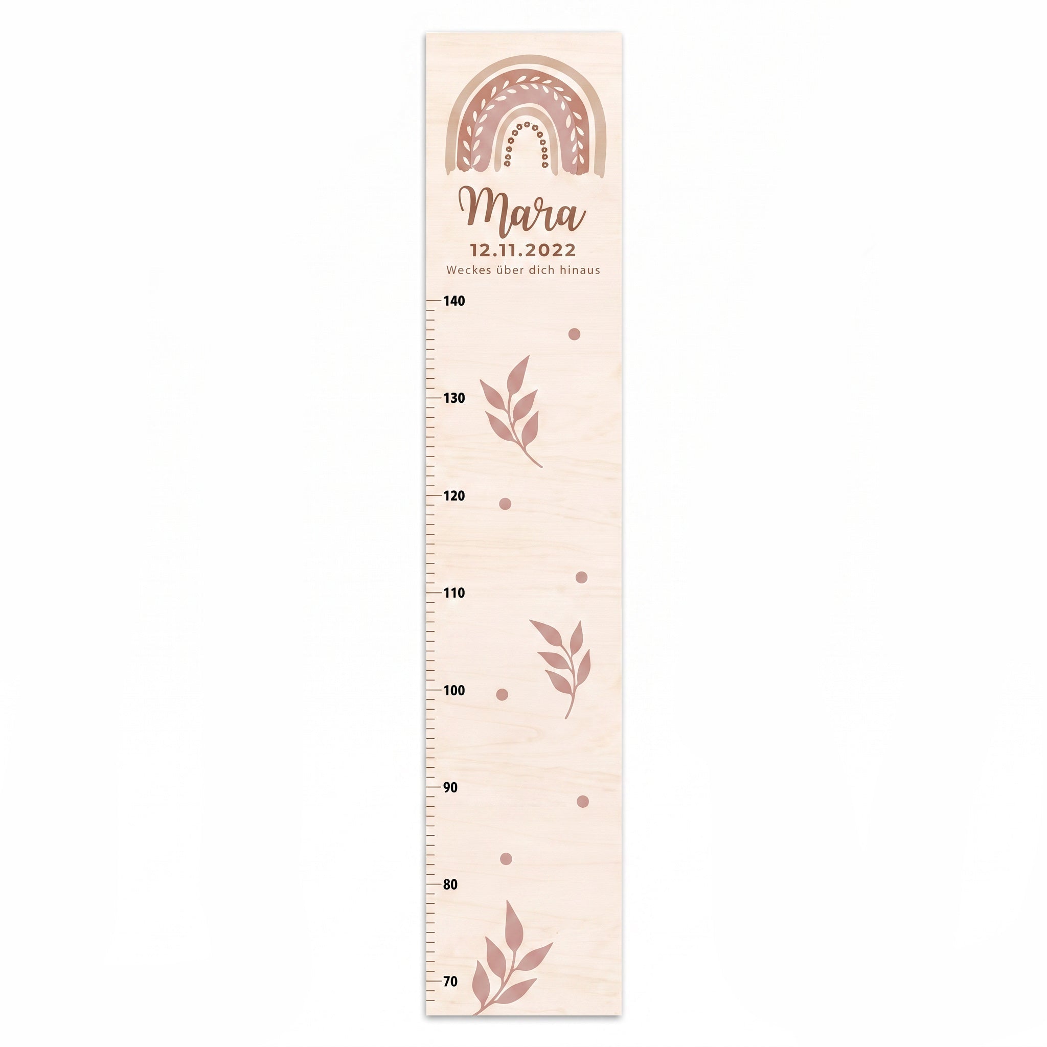 Kindermesslatte Holz personalisiert - Regenbogen Boho pastell Aquarell - wunderwunsch