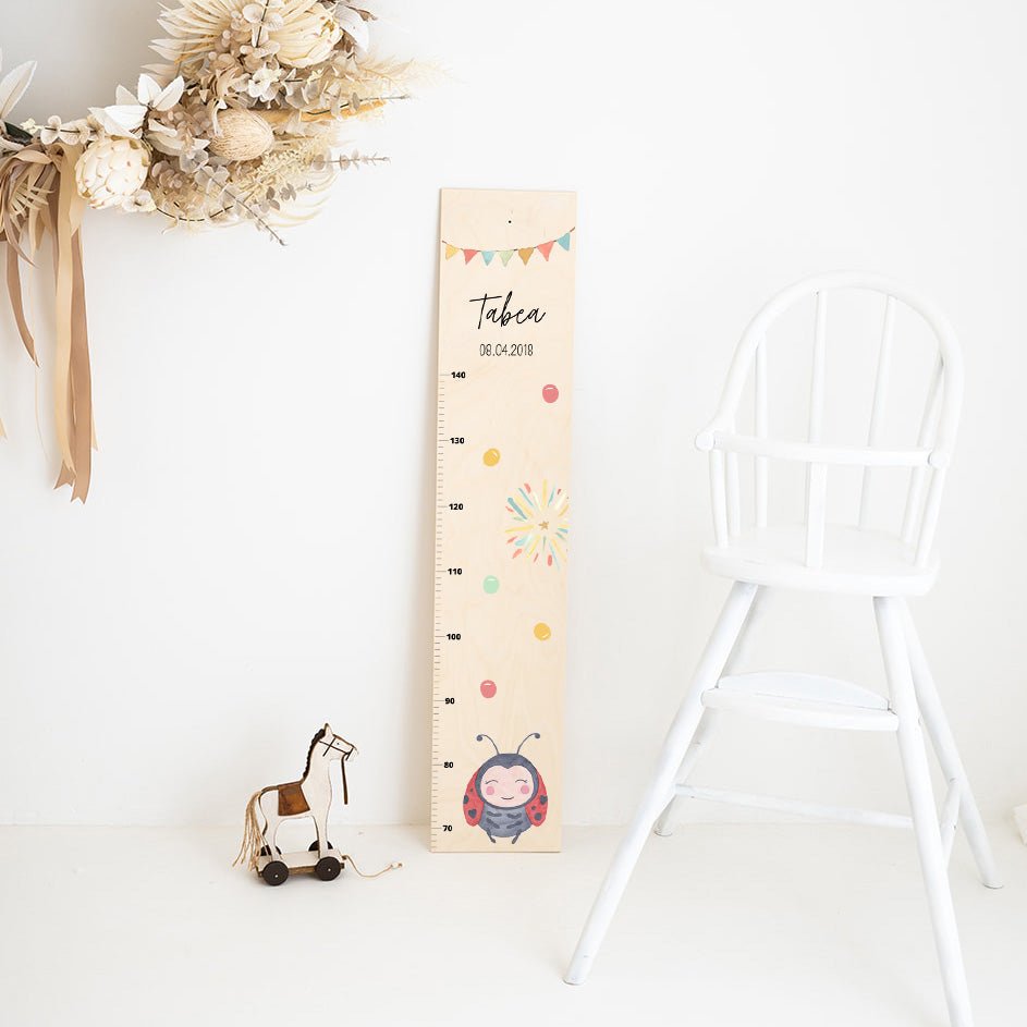 Kindermesslatte Holz personalisiert - Tier Girlande Aquarell - wunderwunsch